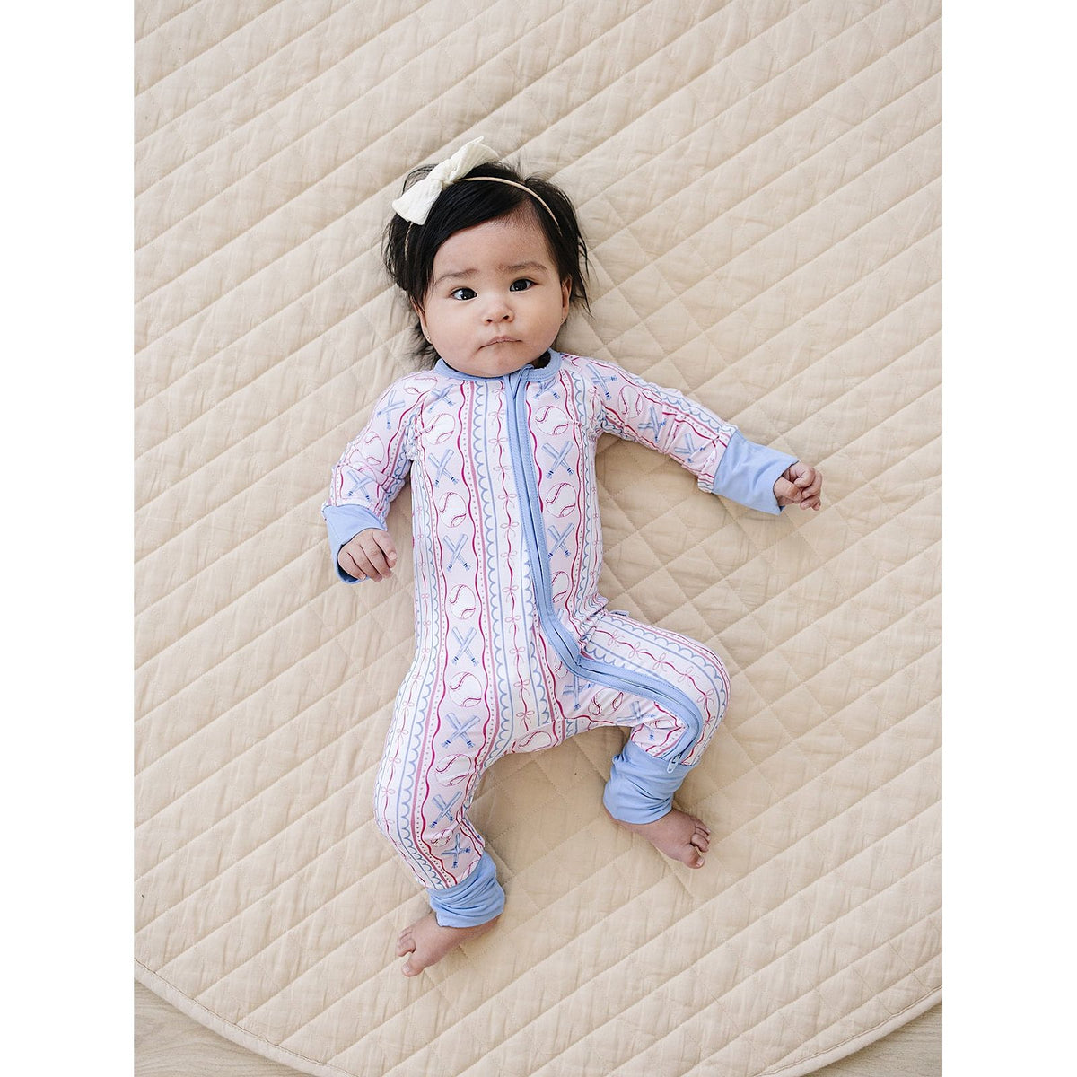 Bamboo Zip Romper | Baseball Girl