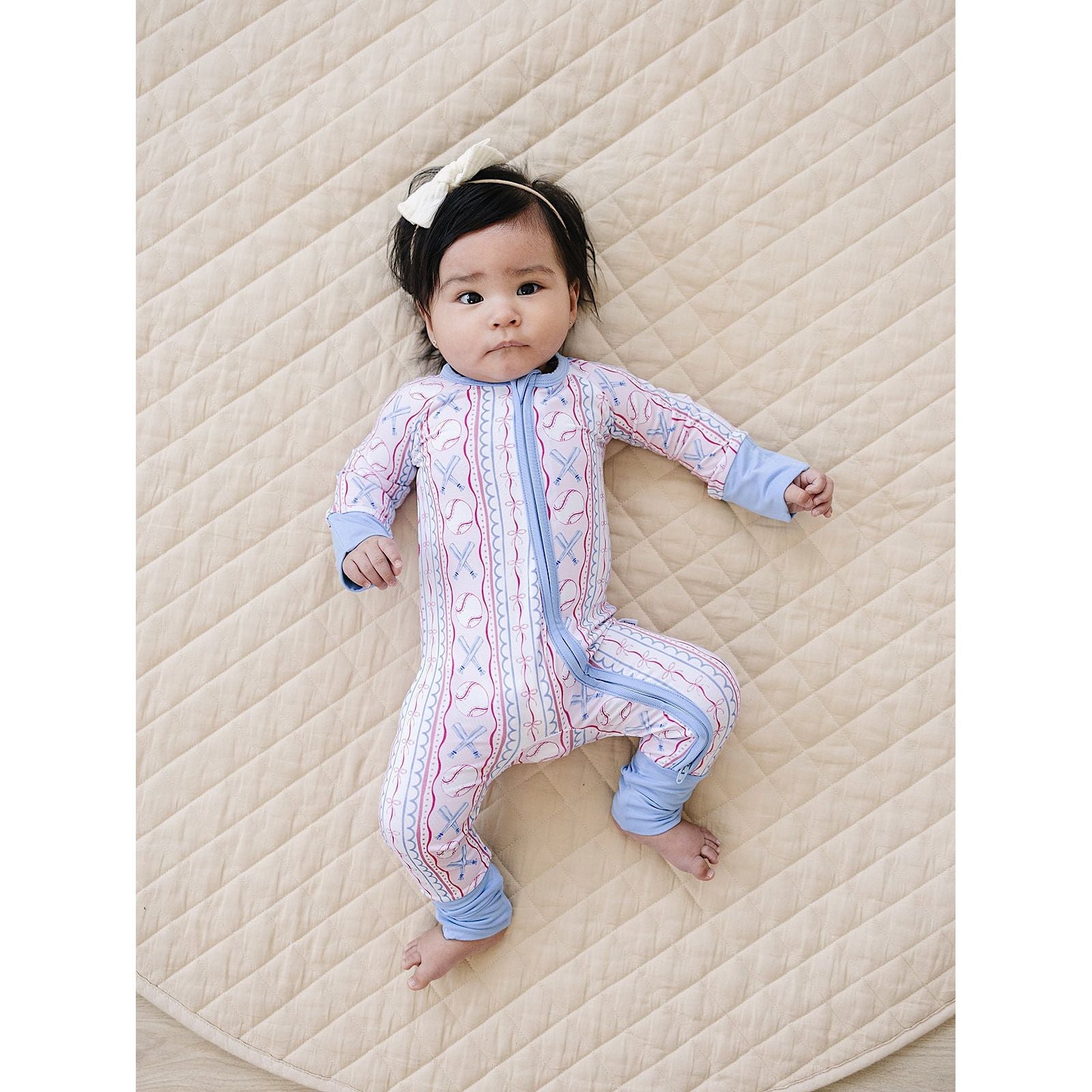 Bamboo Zip Romper | Baseball Girl