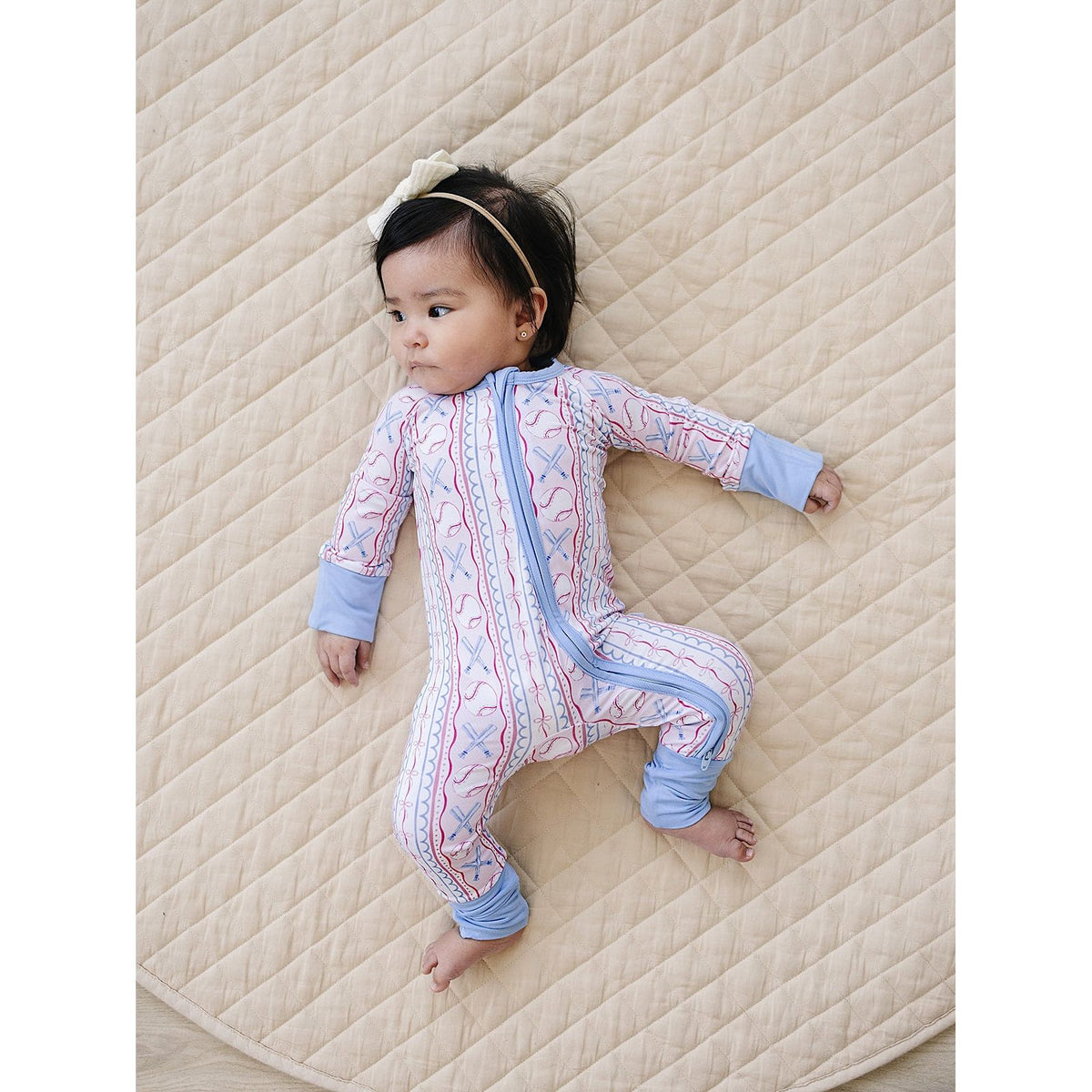 Bamboo Zip Romper | Baseball Girl
