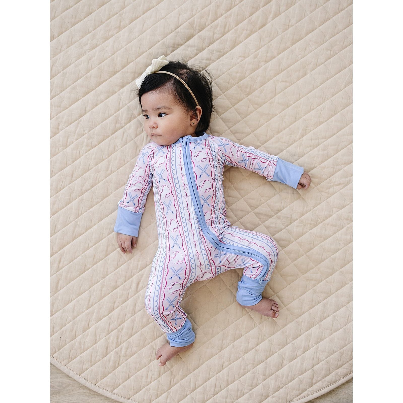Bamboo Zip Romper | Baseball Girl