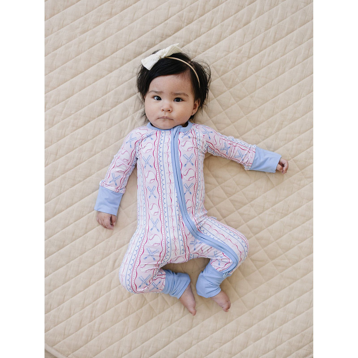 Bamboo Zip Romper | Baseball Girl