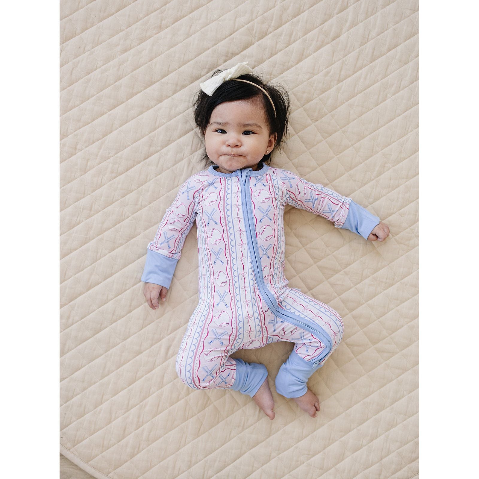 Bamboo Zip Romper | Baseball Girl