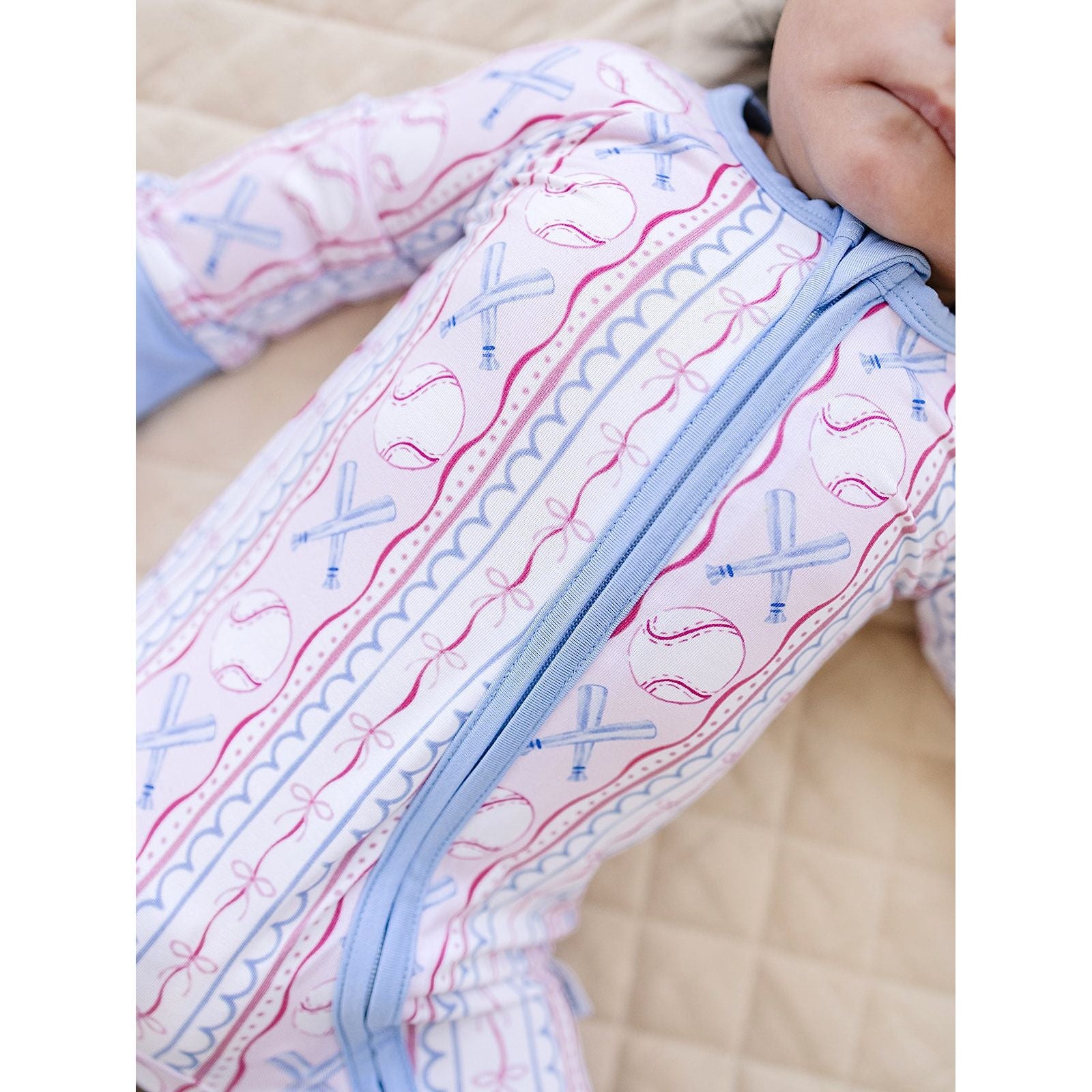 Bamboo Zip Romper | Baseball Girl