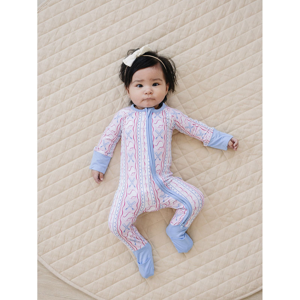 Bamboo Zip Romper | Baseball Girl