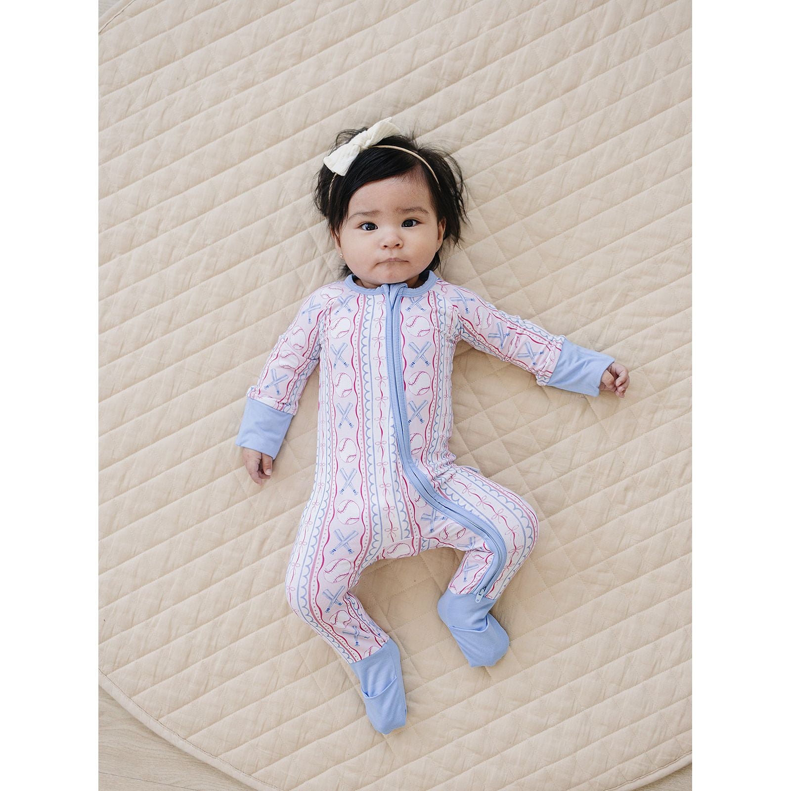 Bamboo Zip Romper | Baseball Girl