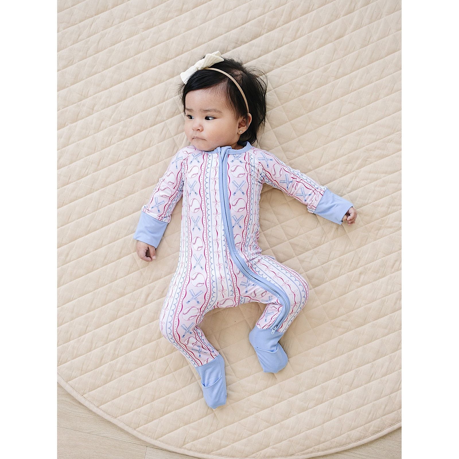 Bamboo Zip Romper | Baseball Girl