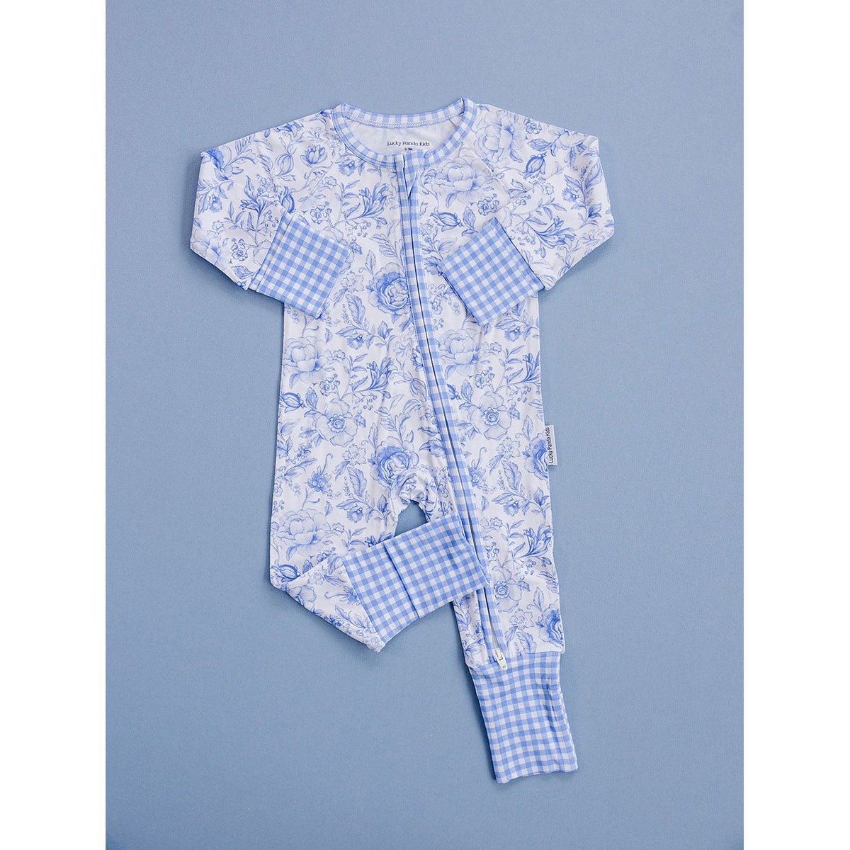Bamboo Zip Romper | Blue Flowers