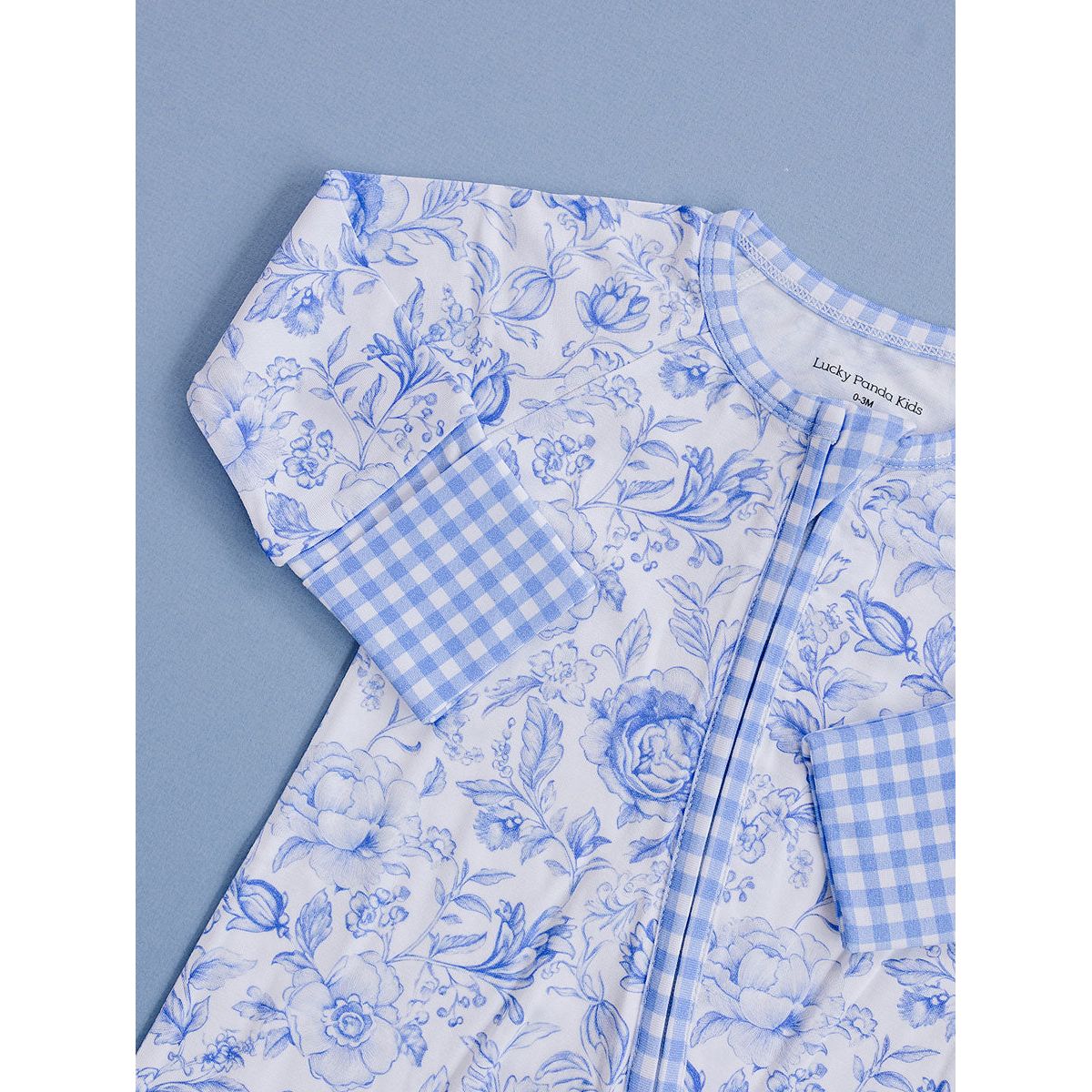 Bamboo Zip Romper | Blue Flowers
