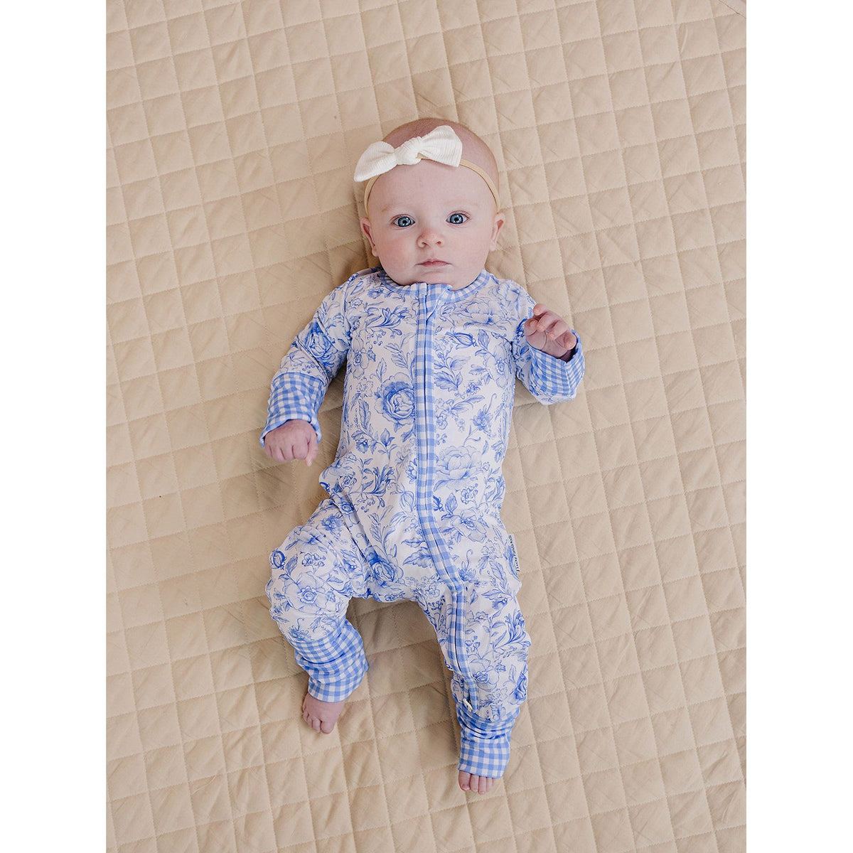 Bamboo Zip Romper | Blue Flowers
