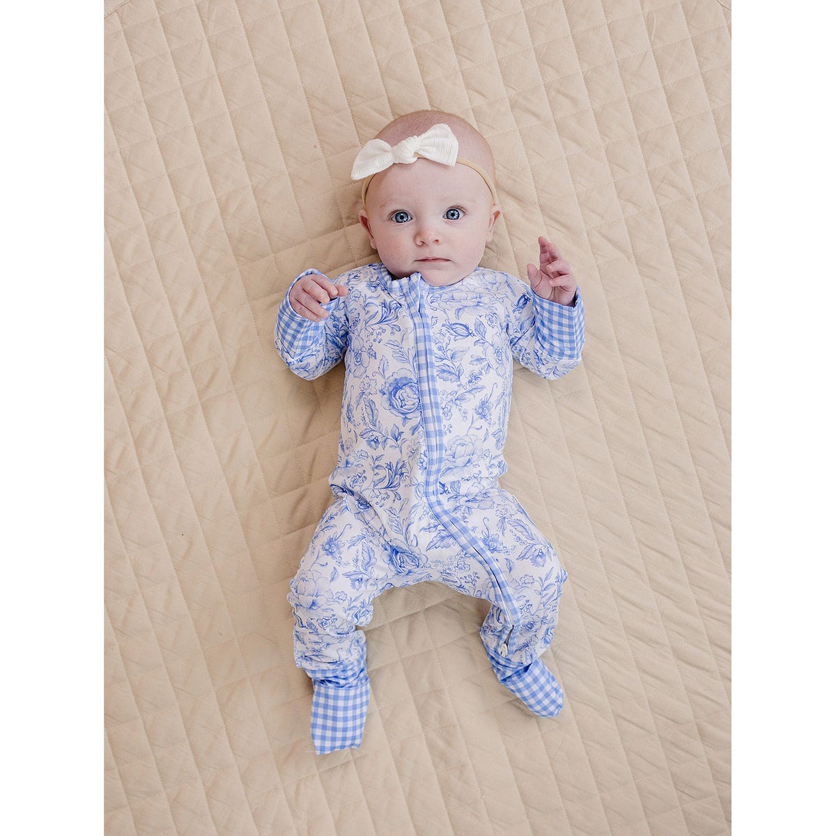 Bamboo Zip Romper | Blue Flowers
