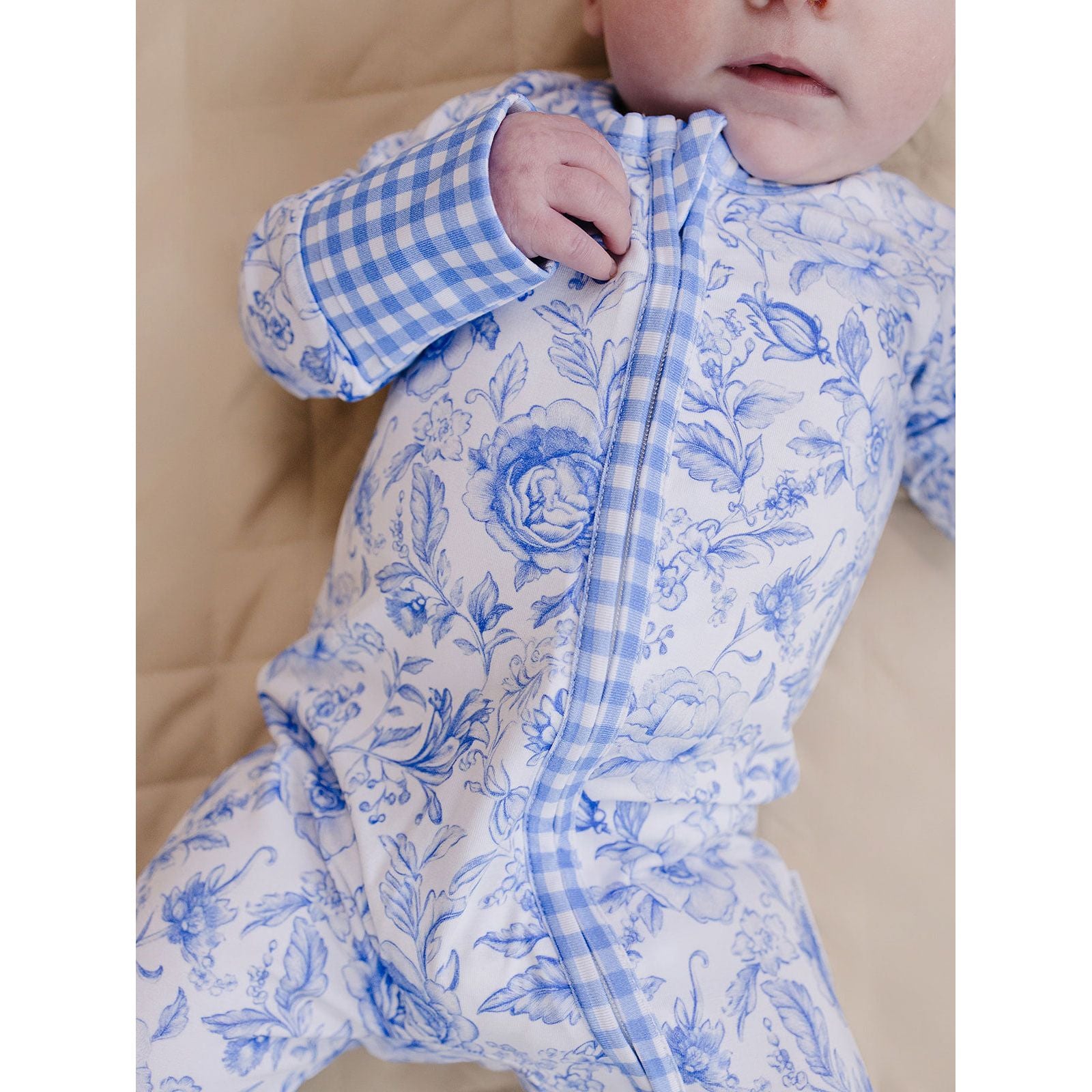 Bamboo Zip Romper | Blue Flowers