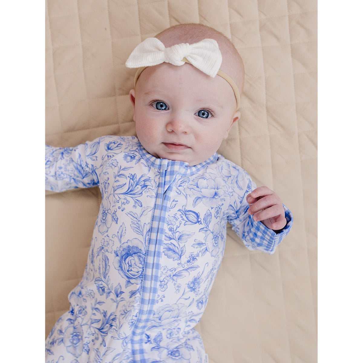 Bamboo Zip Romper | Blue Flowers