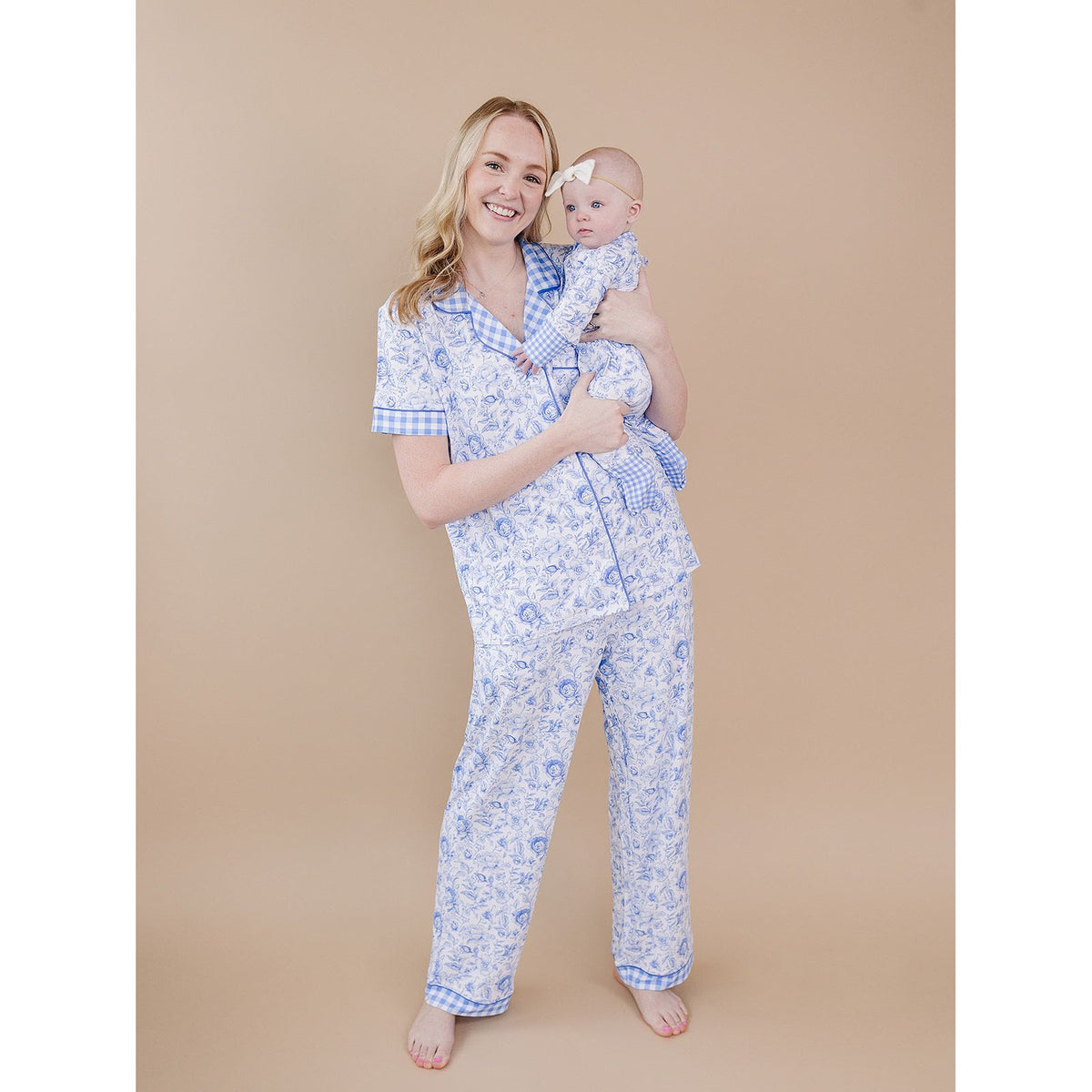 Bamboo Zip Romper | Blue Flowers