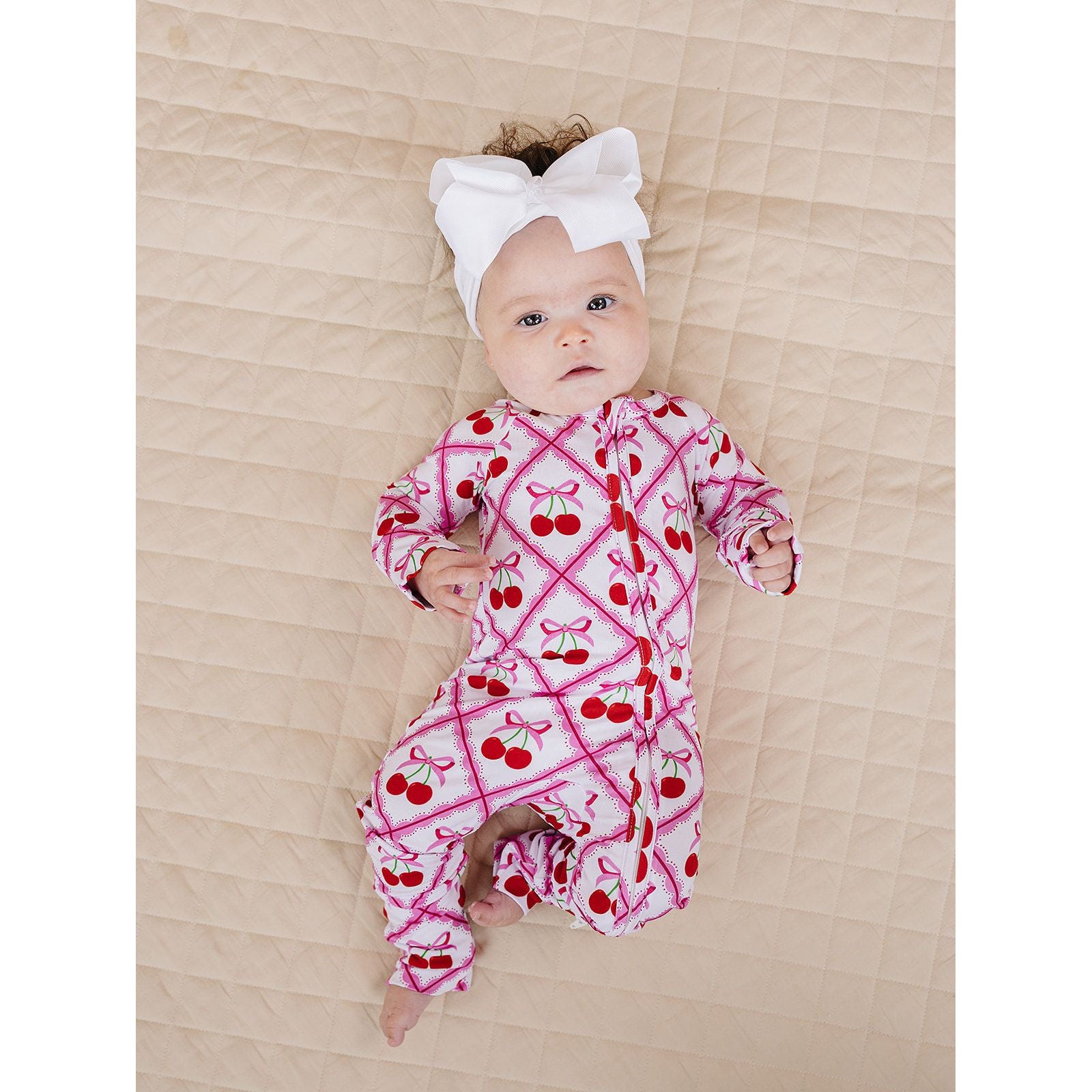 Bamboo Zip Romper | Cherry Bow