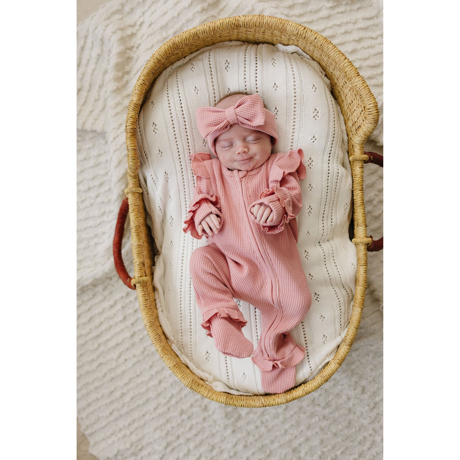Luna + Luca Ruffle Waffle Set - Dusty Rose