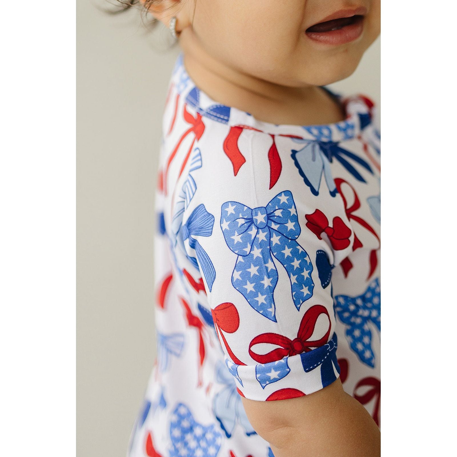Bamboo Shorty Romper  | Red-White & Bows