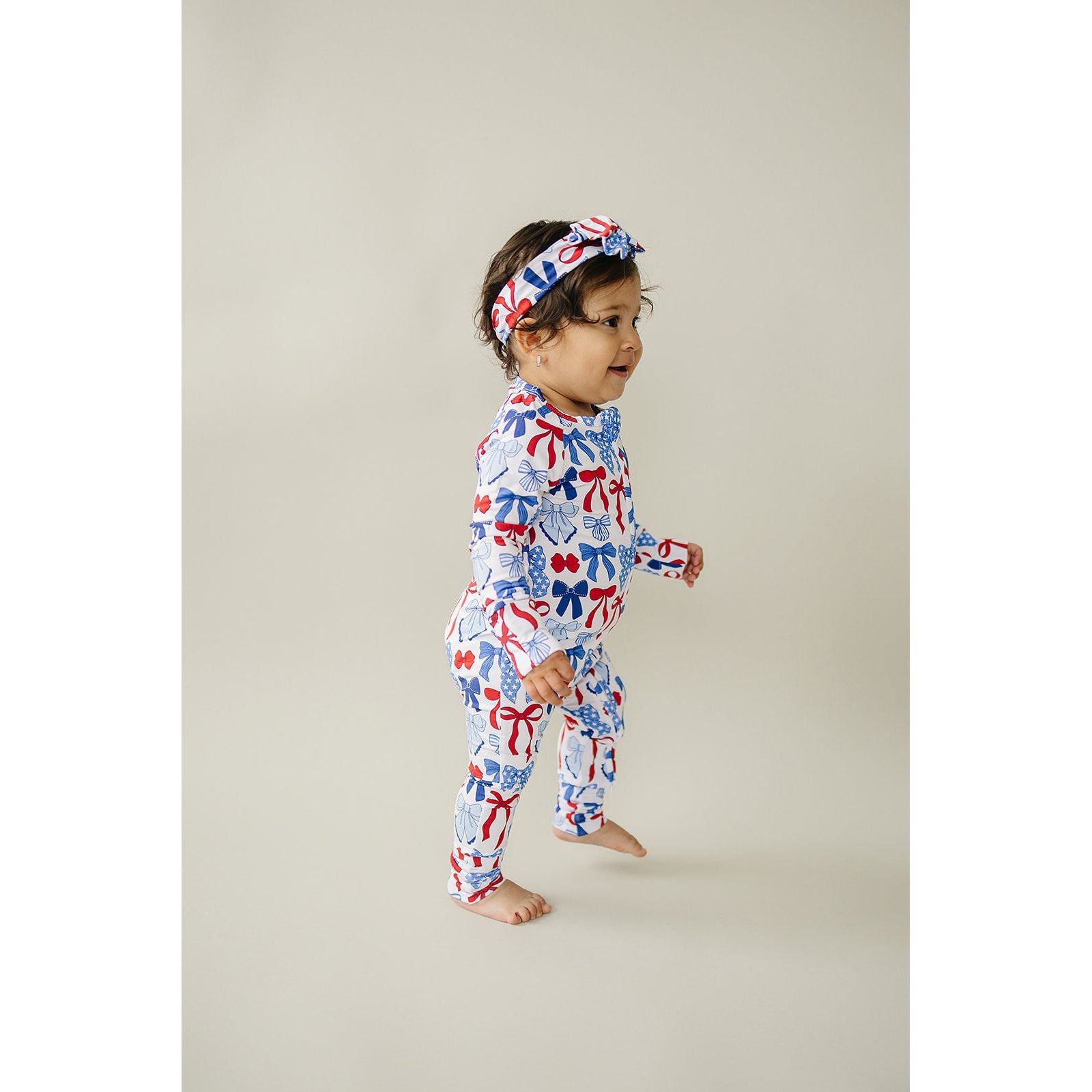 Bamboo Zip Romper  | Red-White & Bows