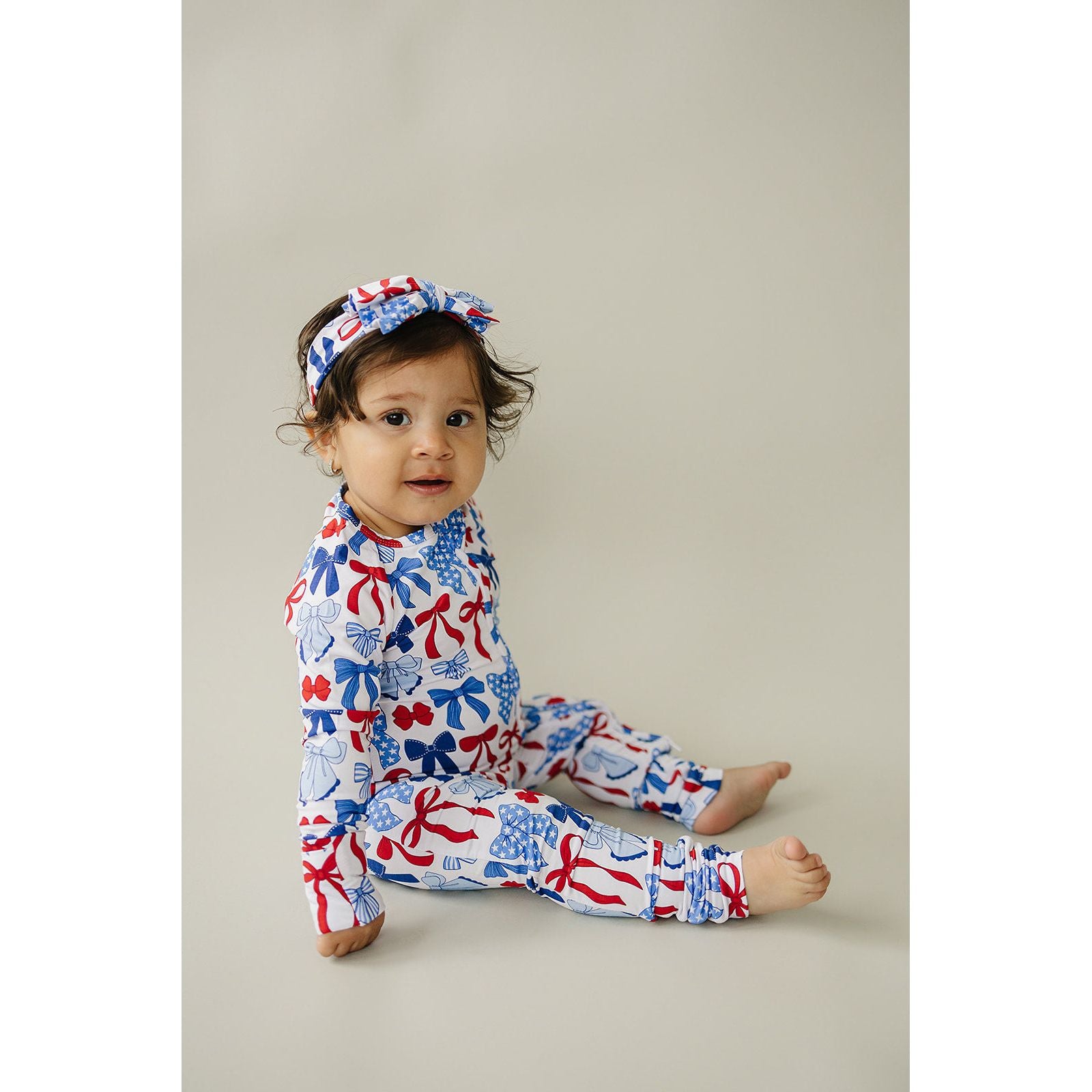 Bamboo Zip Romper  | Red-White & Bows