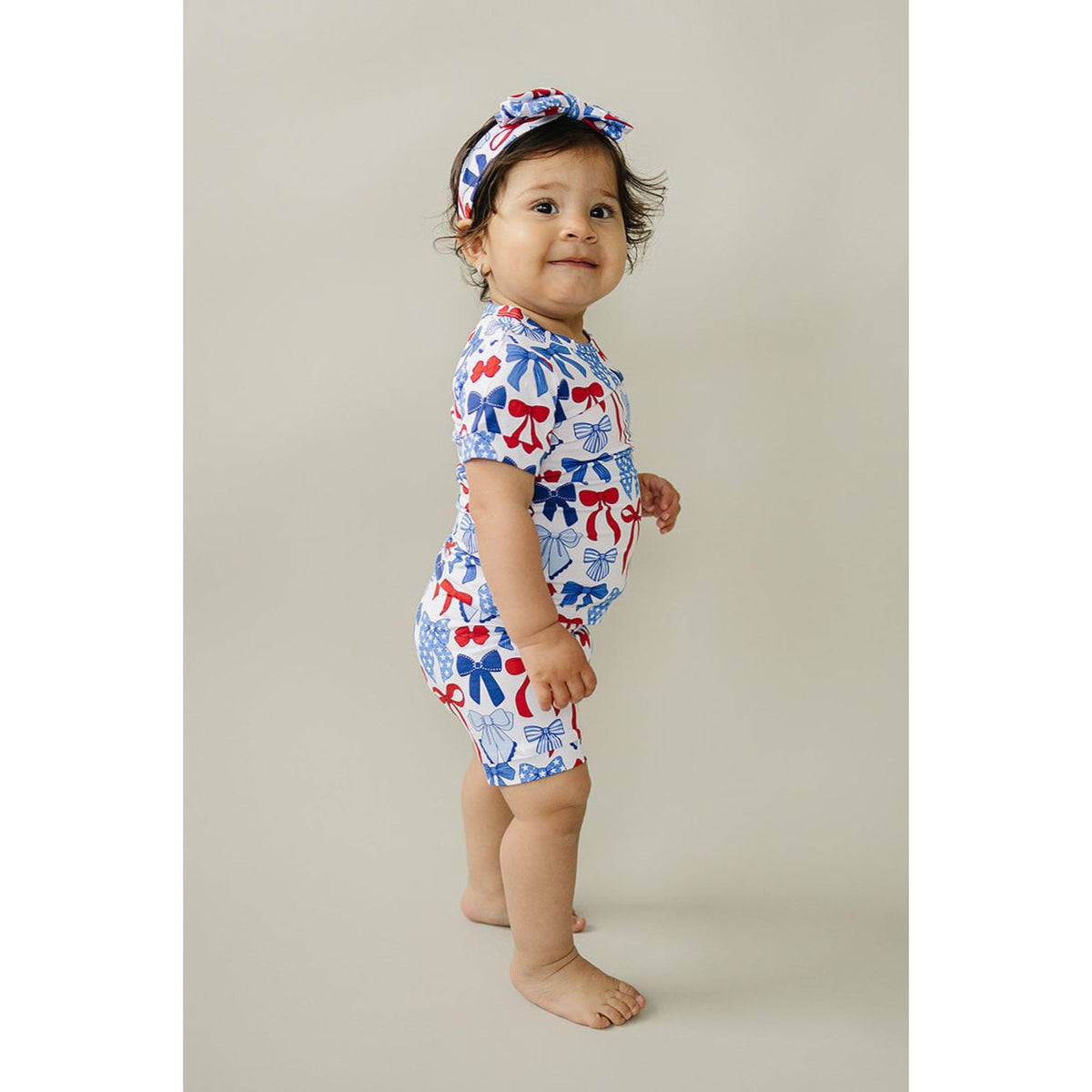 Bamboo Shorts Set | Red-White & Bows