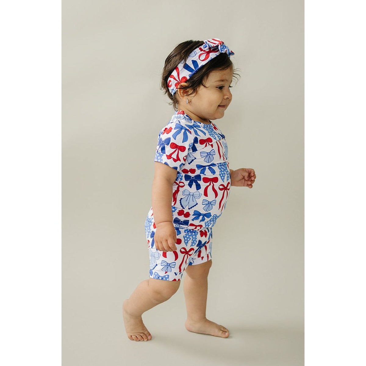 Bamboo Shorts Set | Red-White & Bows