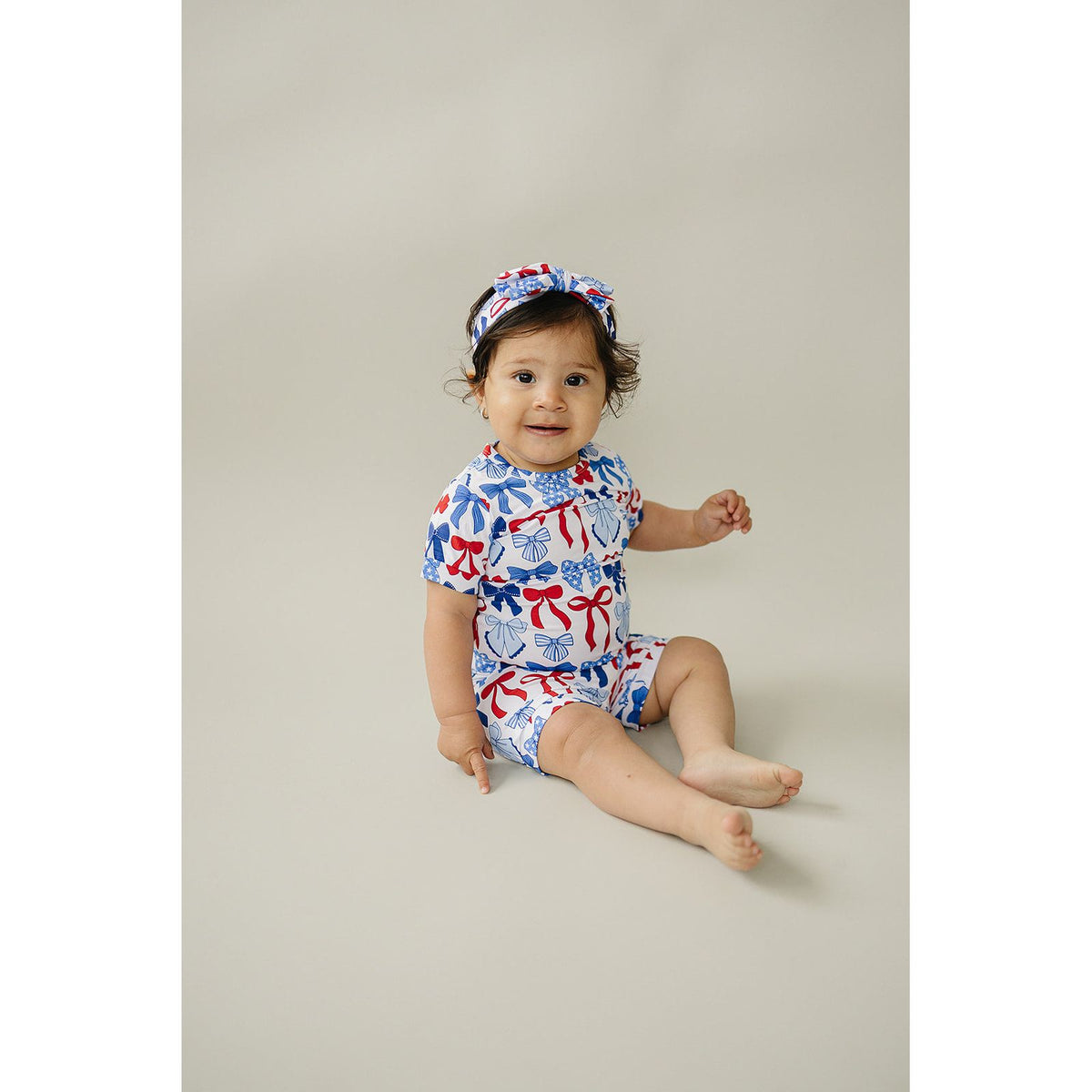 Bamboo Shorts Set | Red-White & Bows