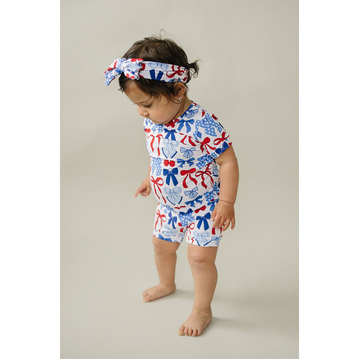 Bamboo Shorts Set | Red-White & Bows