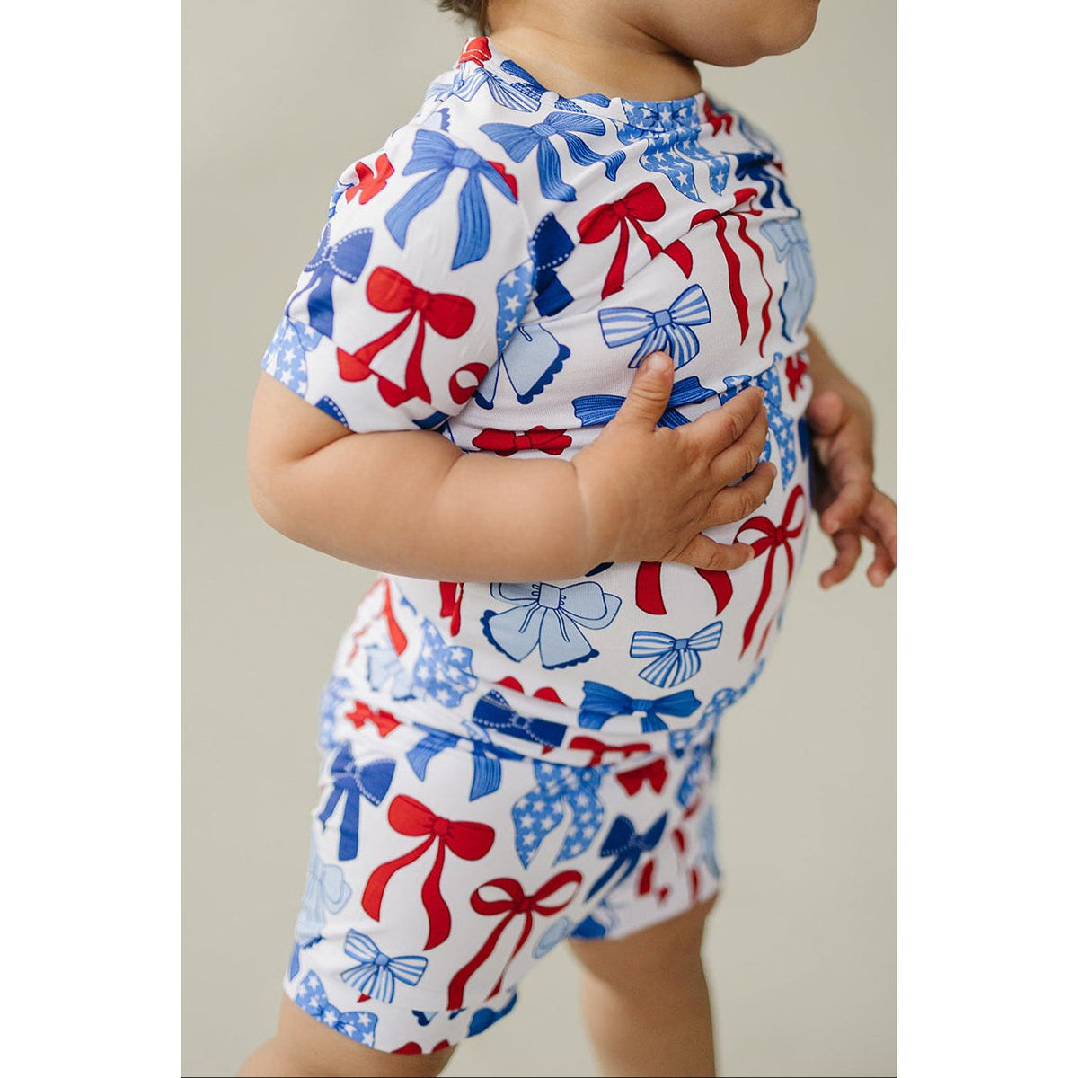 Bamboo Shorts Set | Red-White &amp; Bows