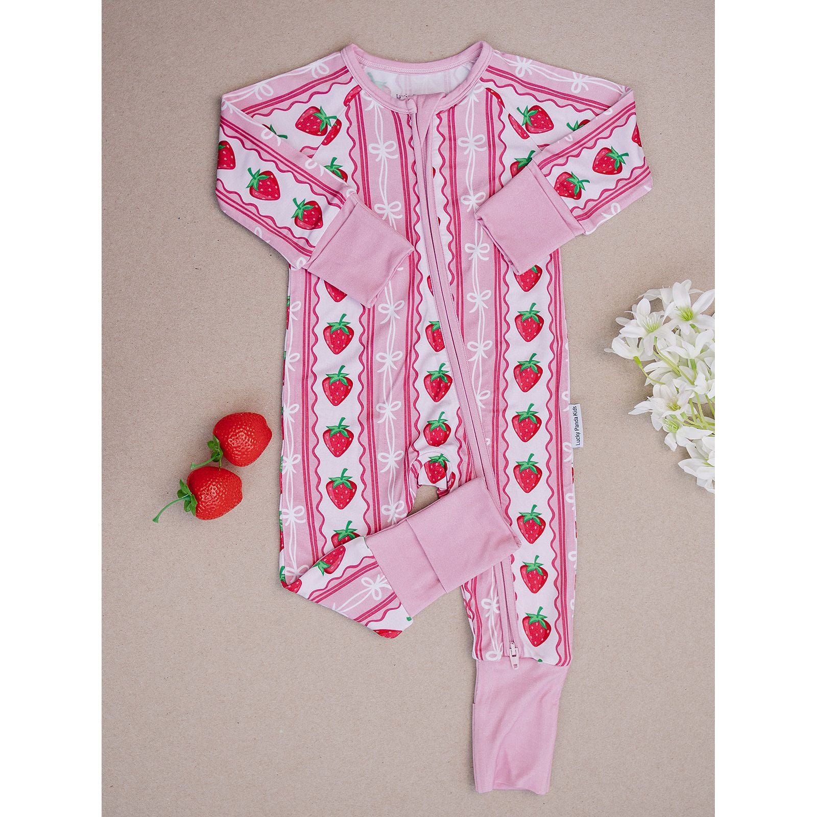 Bamboo Zip Romper | Strawberry