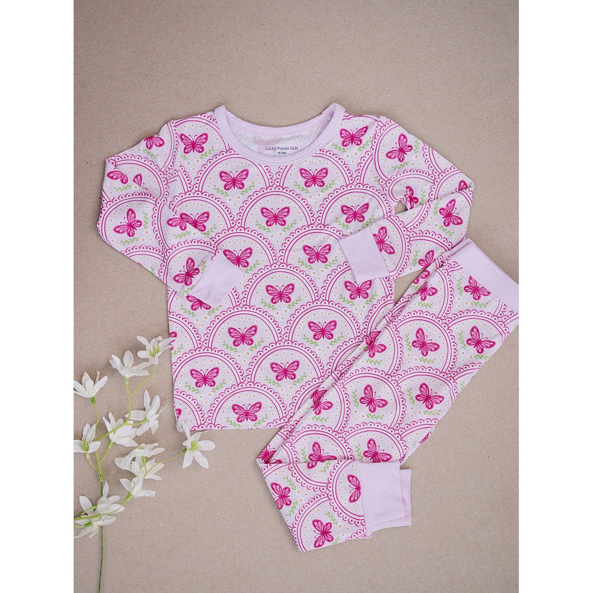 Bamboo Two Piece Set | Pink Butterfly