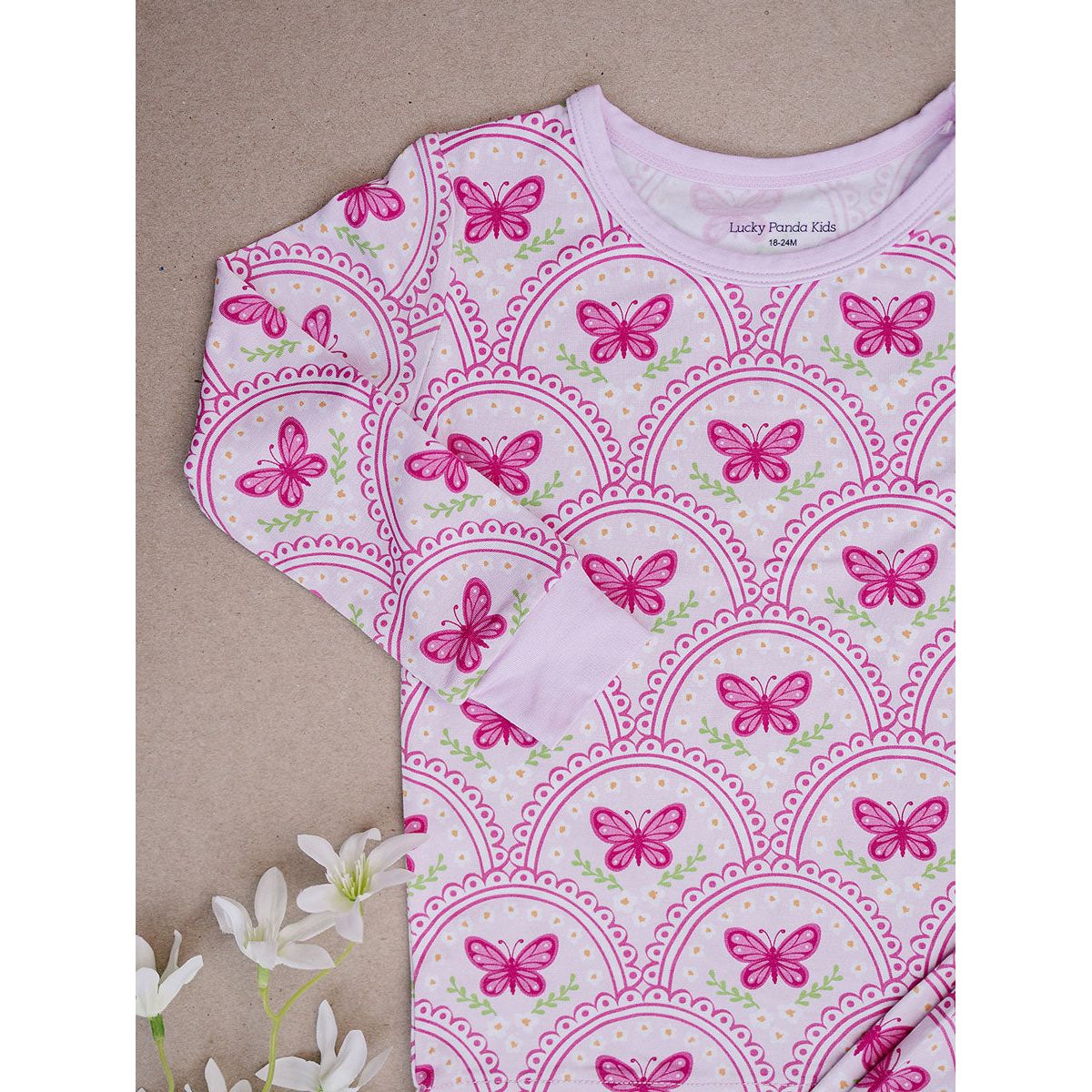 Bamboo Two Piece Set | Pink Butterfly