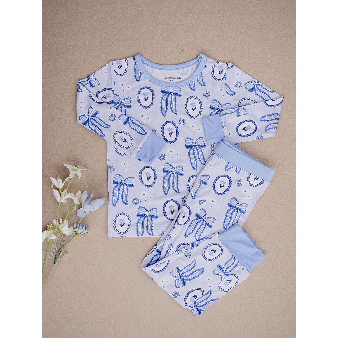 Bamboo Two Piece Set | Blue Bow