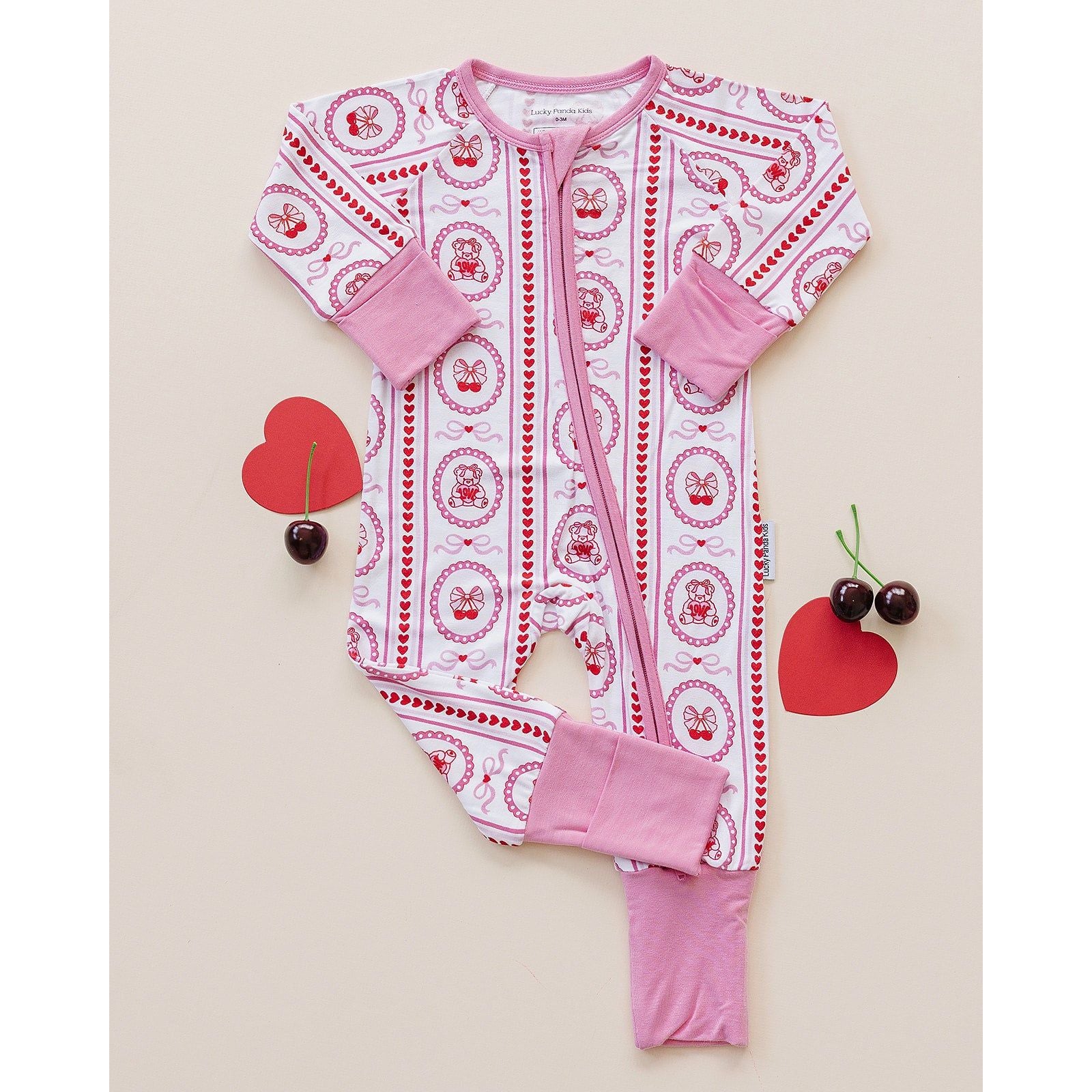 Bamboo Zip Romper | Cherry Bear