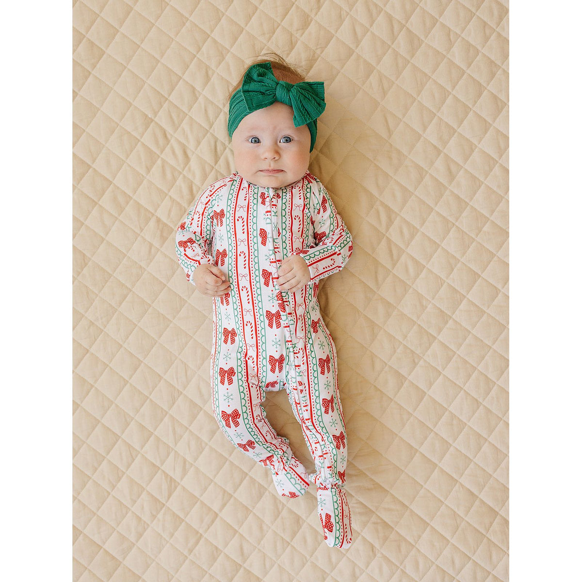 Bamboo Zip Romper | Retro Candy Cane