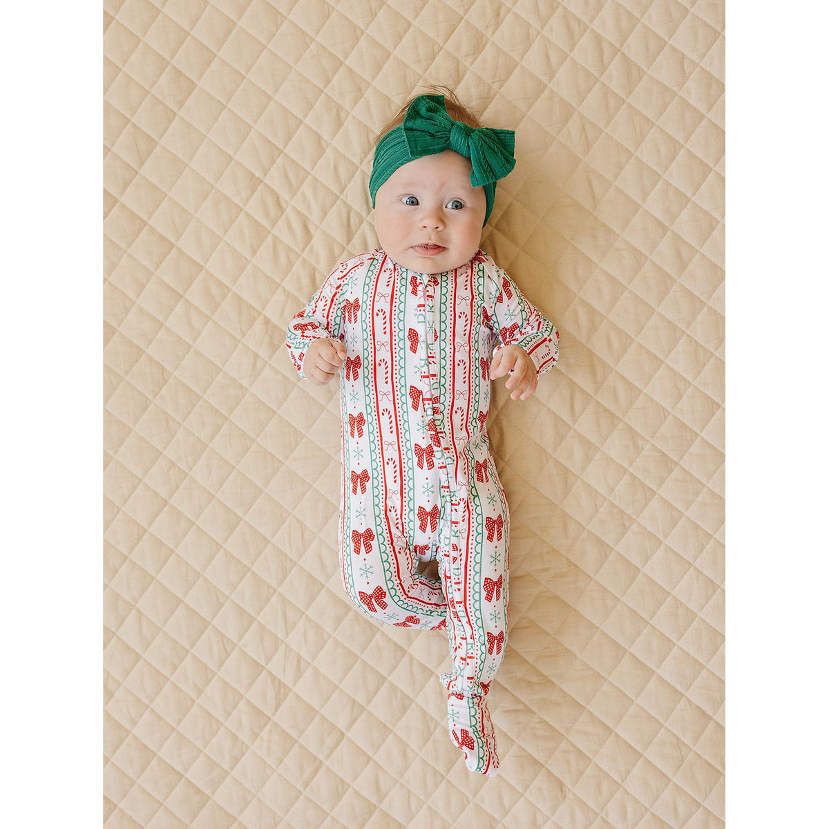 Bamboo Zip Romper | Retro Candy Cane