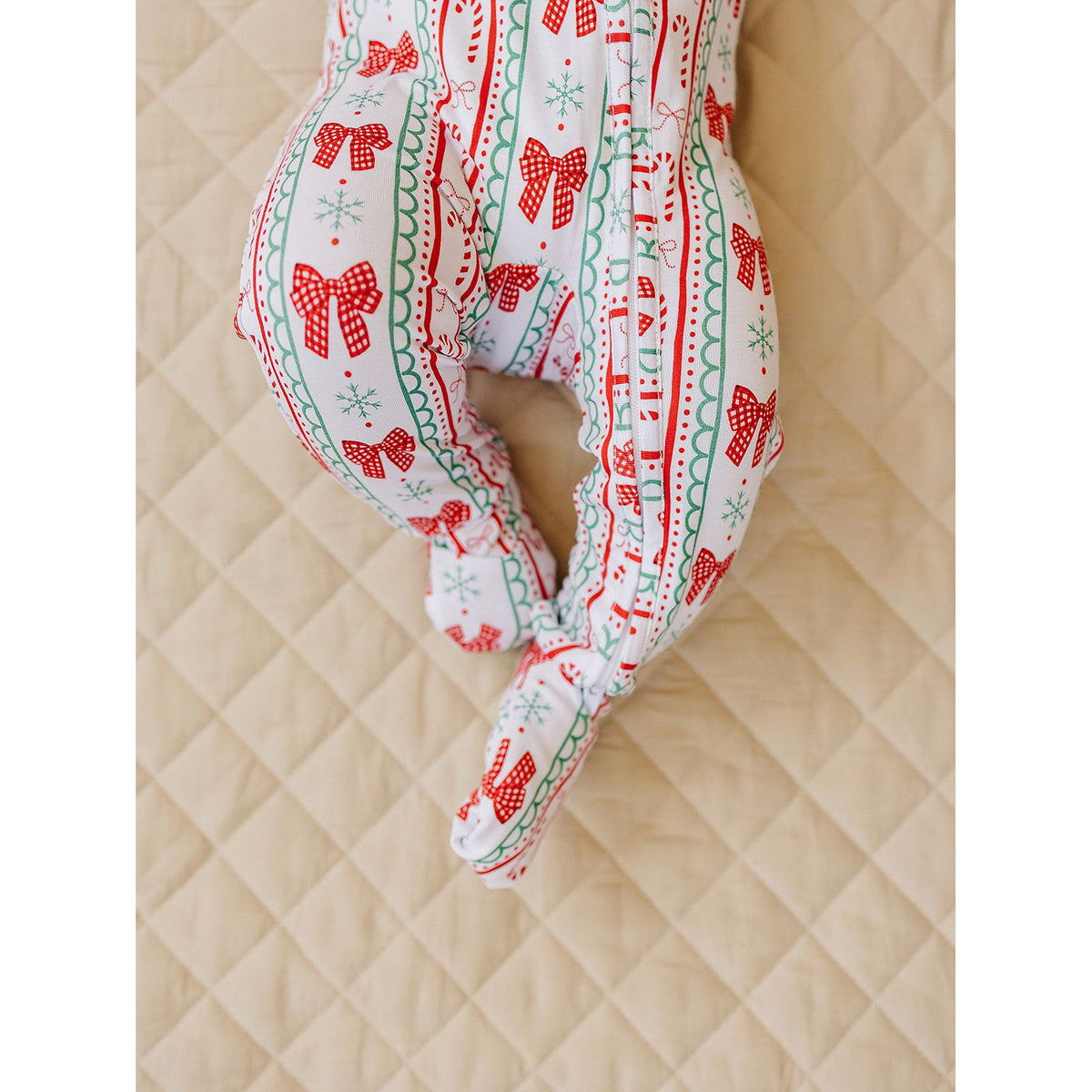 Bamboo Zip Romper | Retro Candy Cane