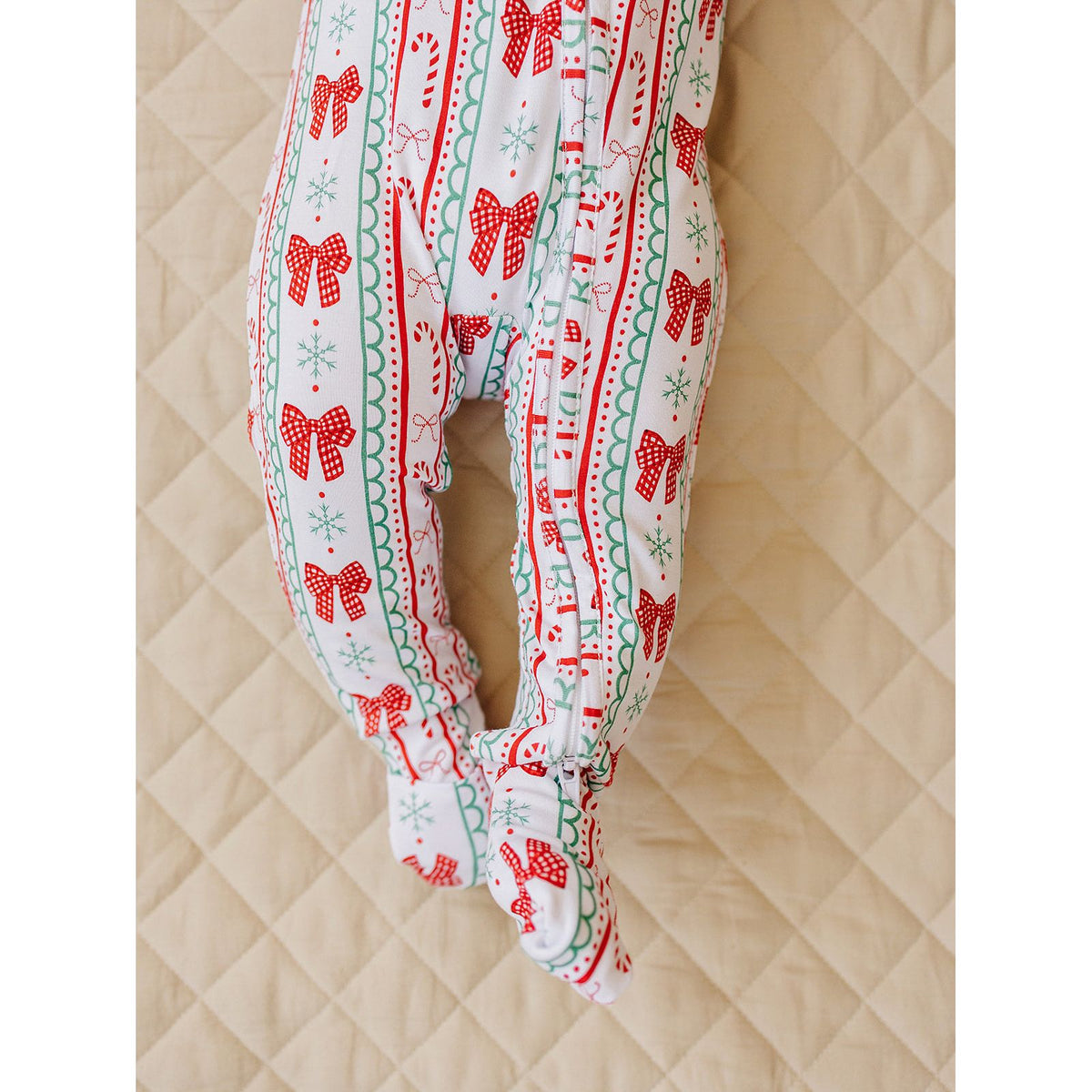 Bamboo Zip Romper | Retro Candy Cane