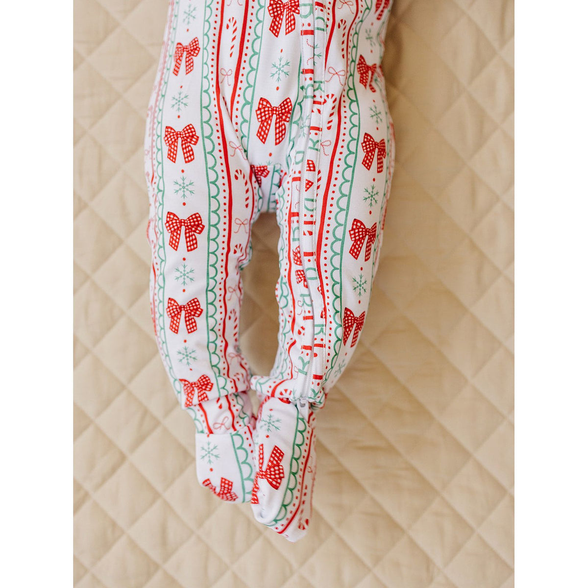 Bamboo Zip Romper | Retro Candy Cane