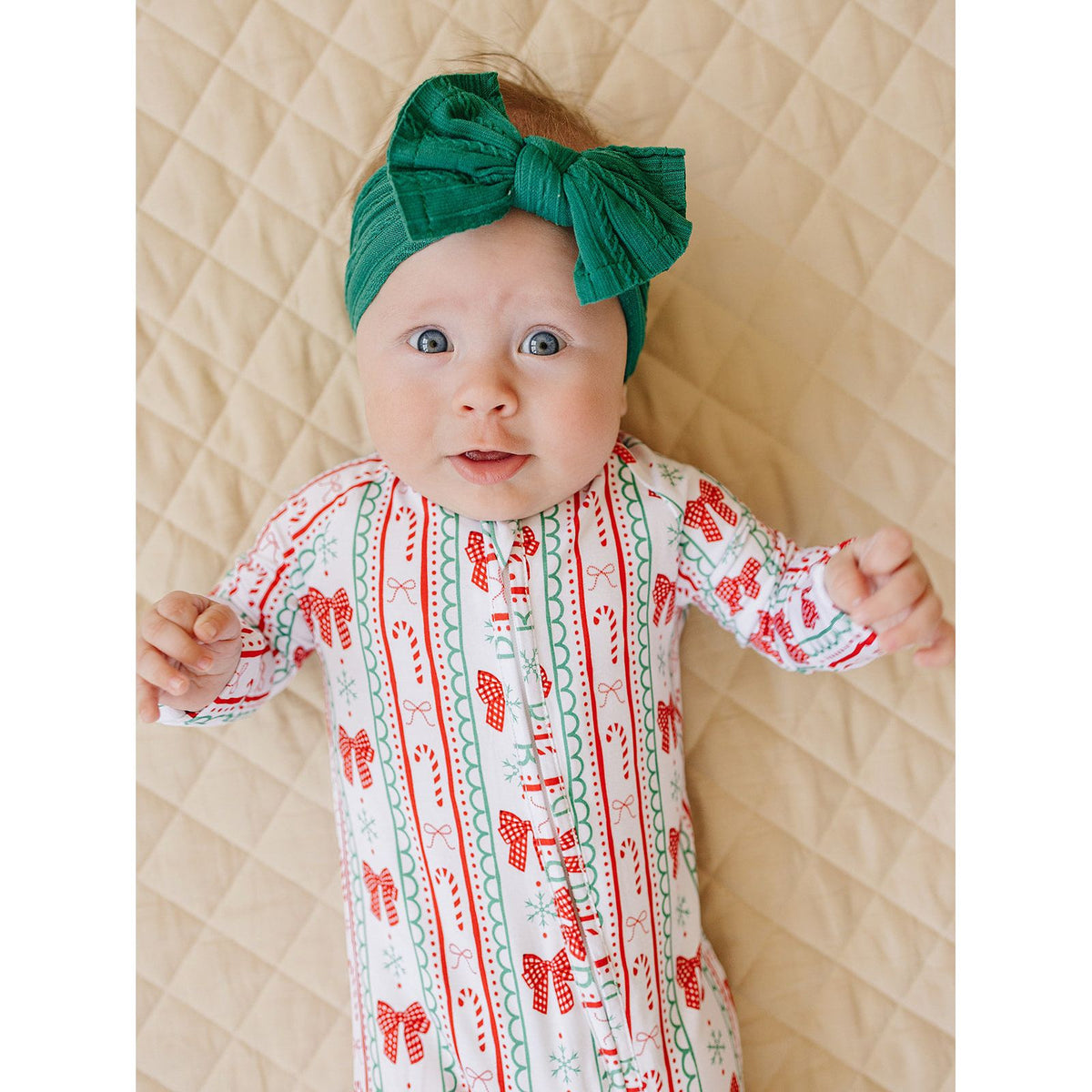 Bamboo Zip Romper | Retro Candy Cane