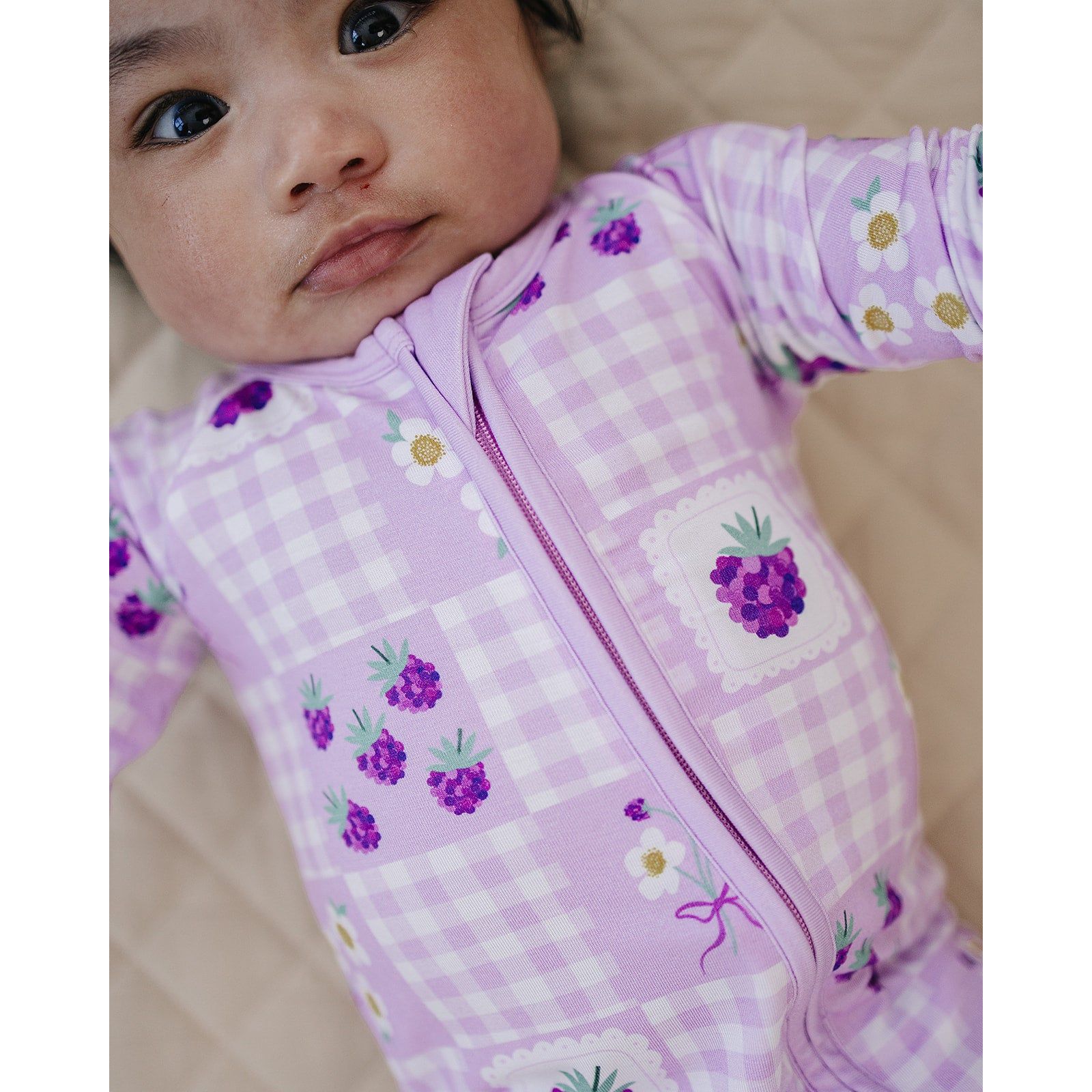Bamboo Zip Romper | Raspberry