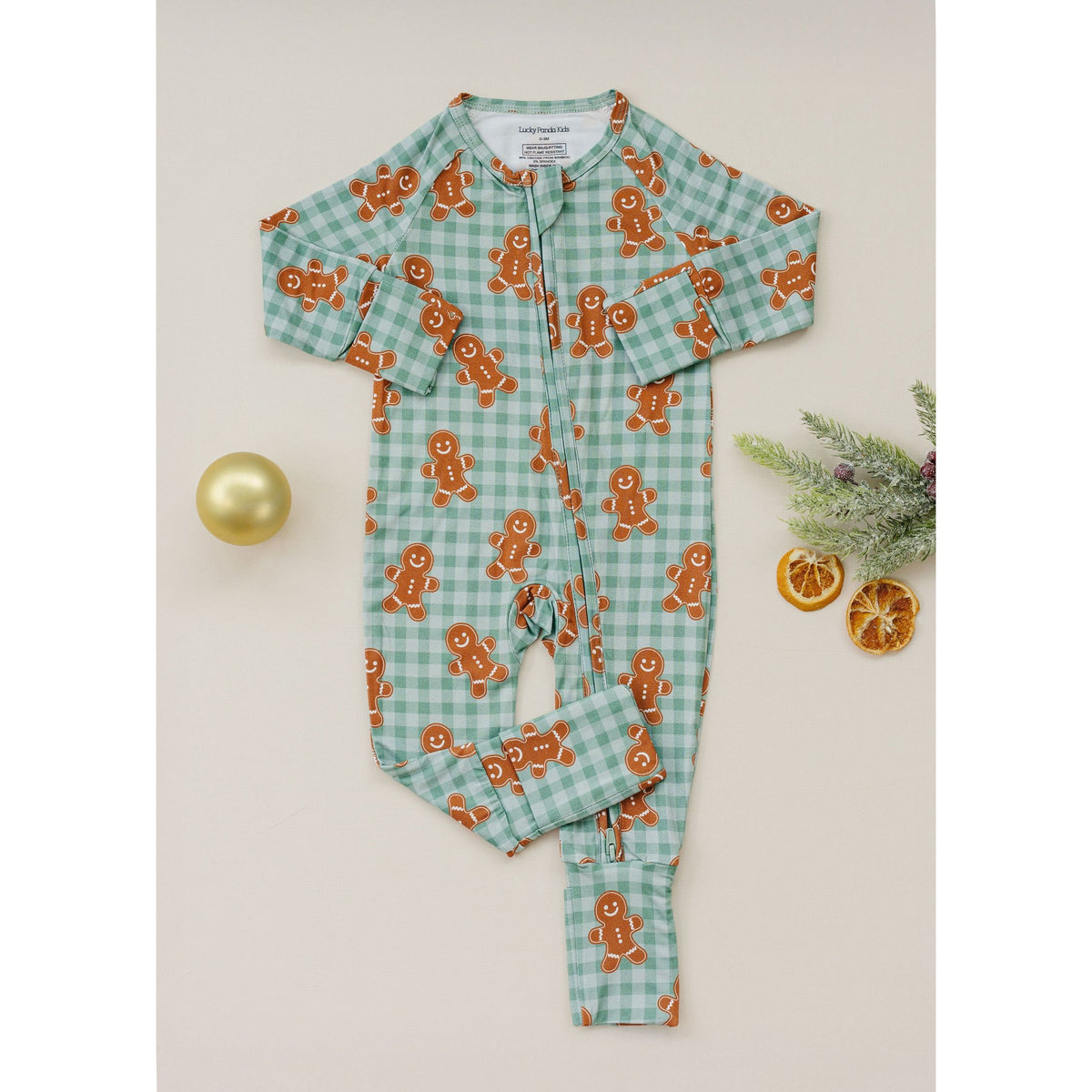 Bamboo Zip Romper | Gingerbread Gingham