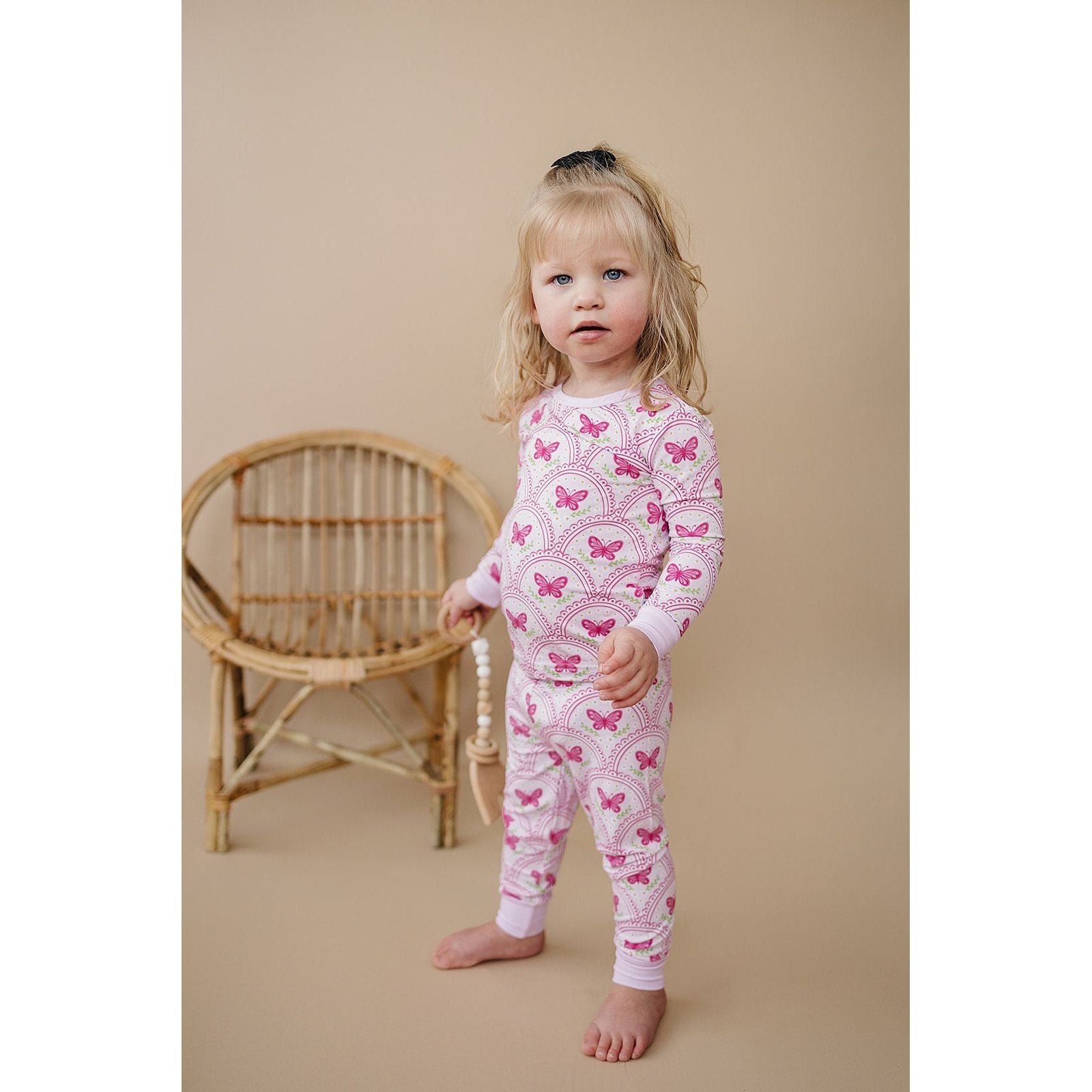 Bamboo Two Piece Set | Pink Butterfly