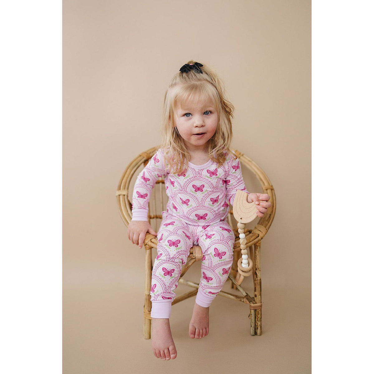 Bamboo Two Piece Set | Pink Butterfly