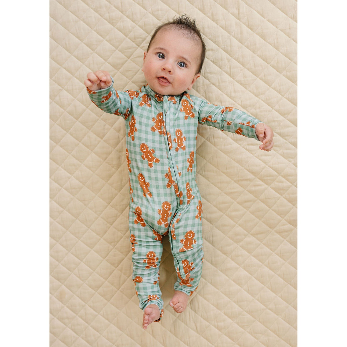 Bamboo Zip Romper | Gingerbread Gingham