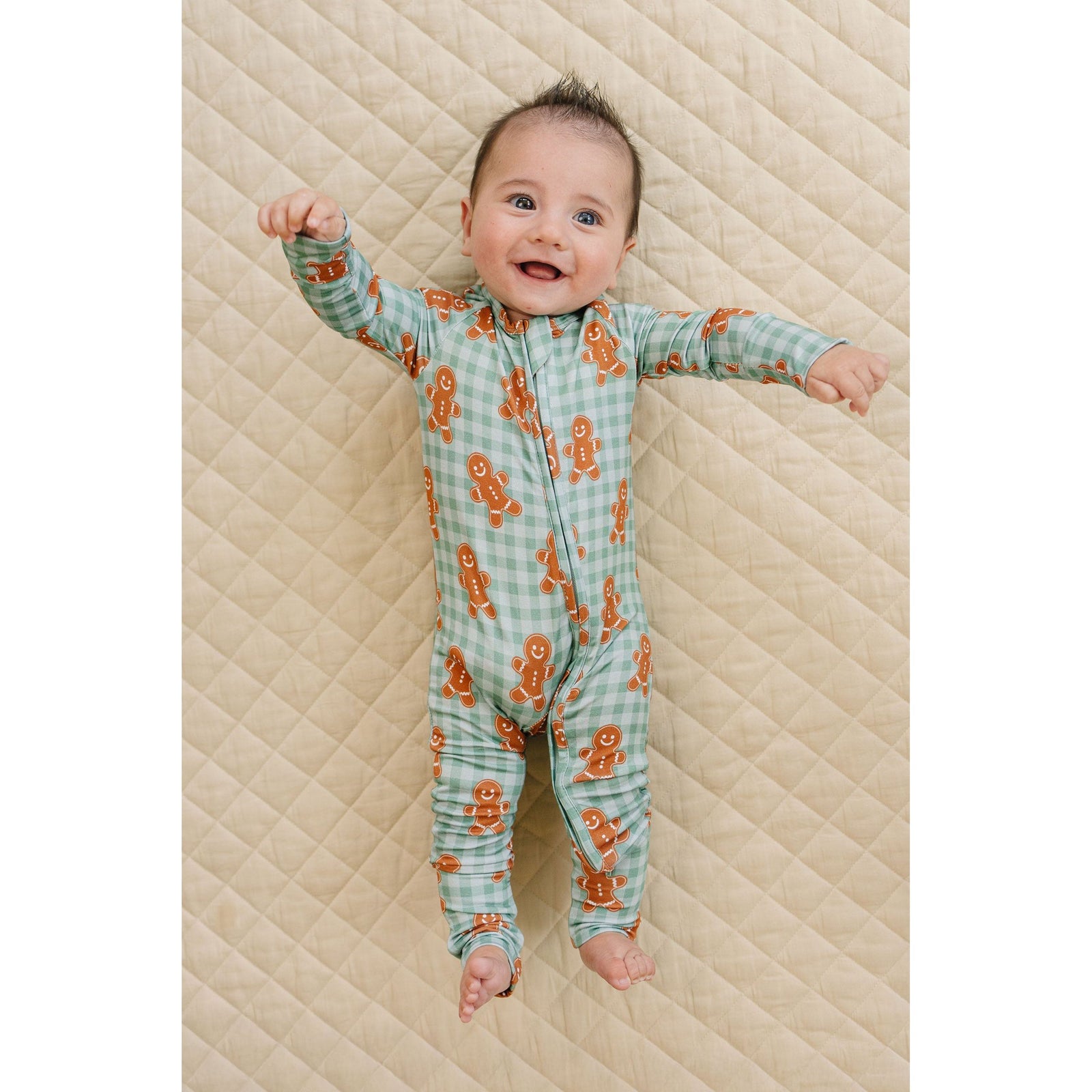 Bamboo Zip Romper | Gingerbread Gingham