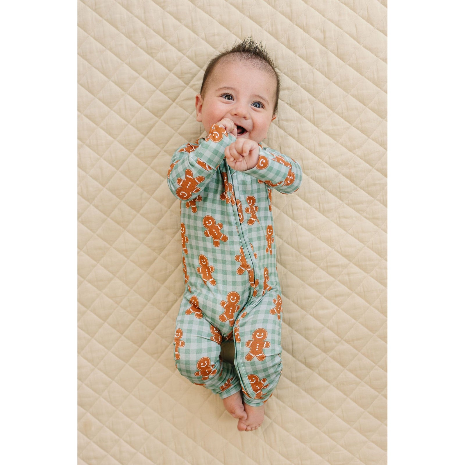 Bamboo Zip Romper | Gingerbread Gingham