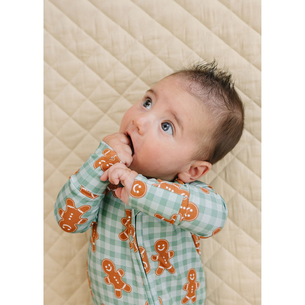 Bamboo Zip Romper | Gingerbread Gingham