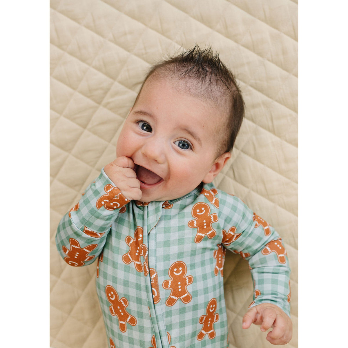 Bamboo Zip Romper | Gingerbread Gingham