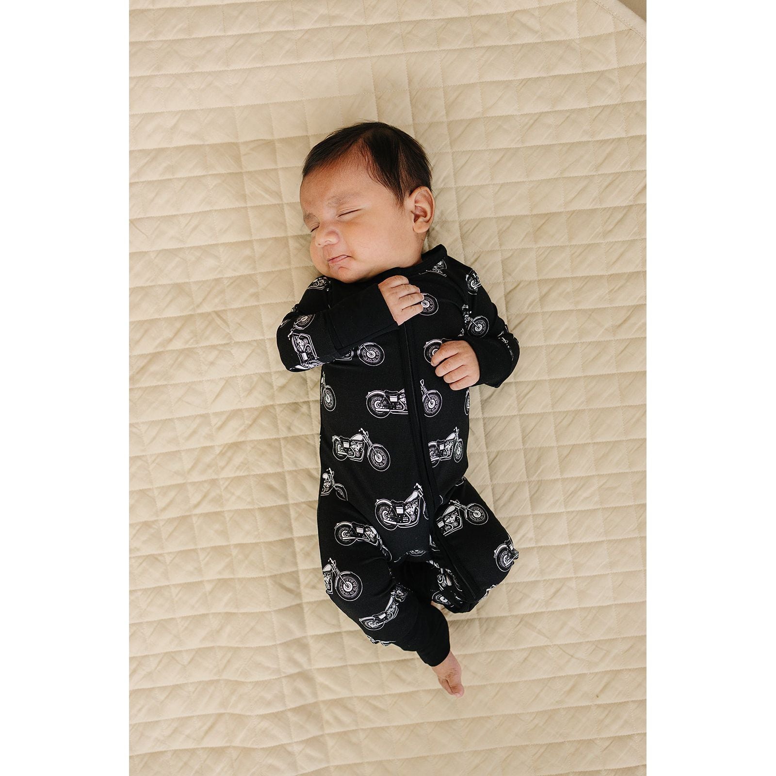 Bamboo Zip Romper | Born to Ride Black