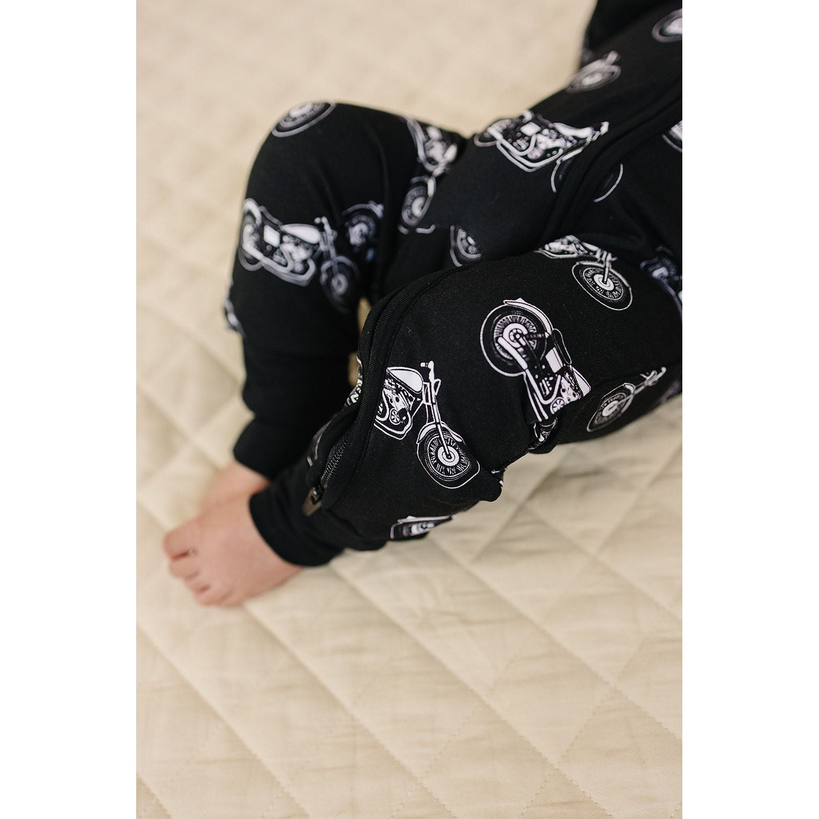 Bamboo Zip Romper | Born to Ride Black