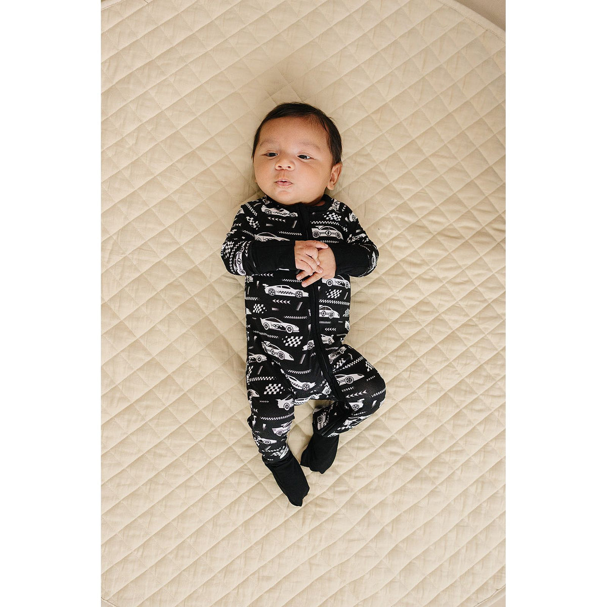 Bamboo Zip Romper | Race Cars